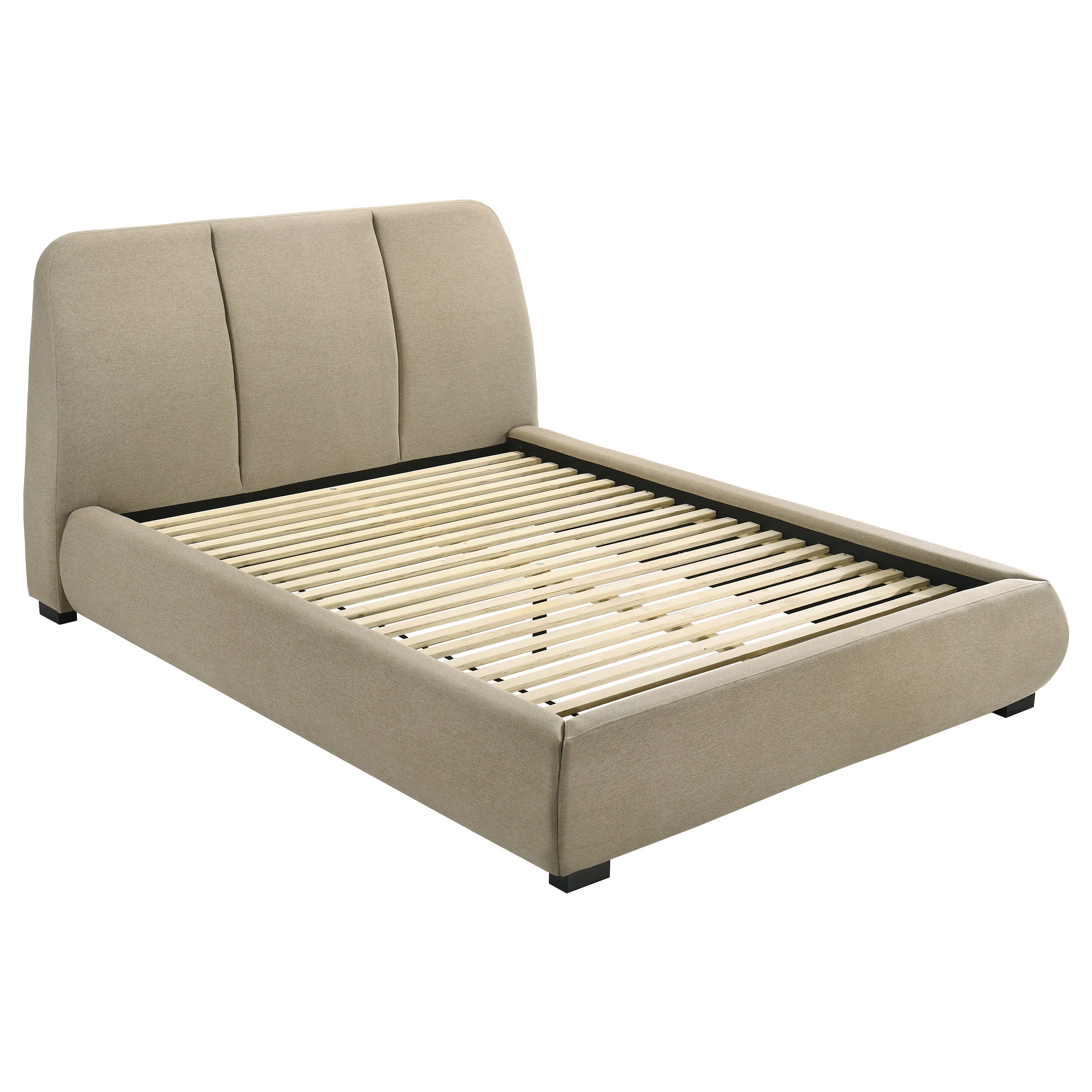 Mokena 46-inch Upholstered Queen Platform Bed Brown — view 1