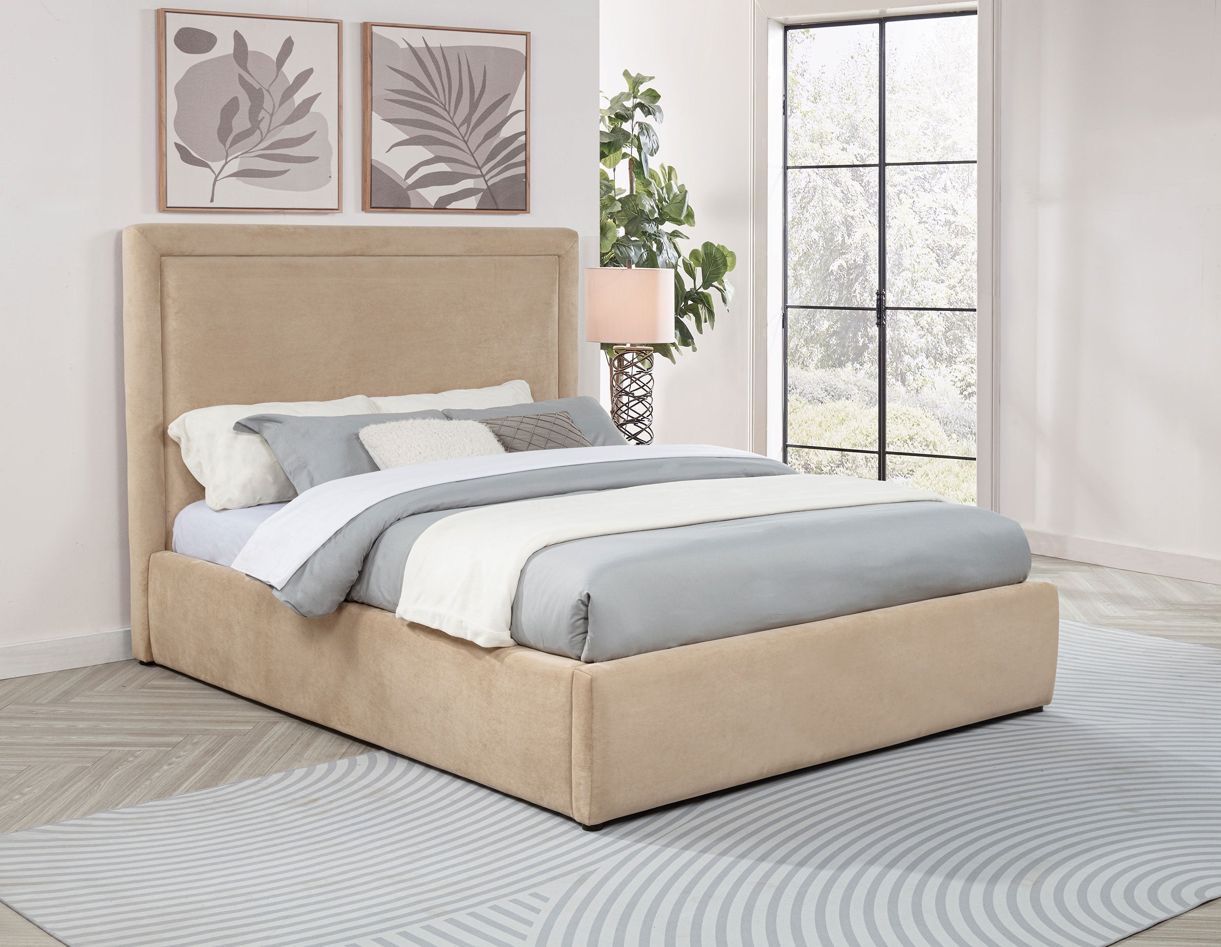 Lawson 54-inch Upholstered Queen Platform Bed Light Saddle — view 2