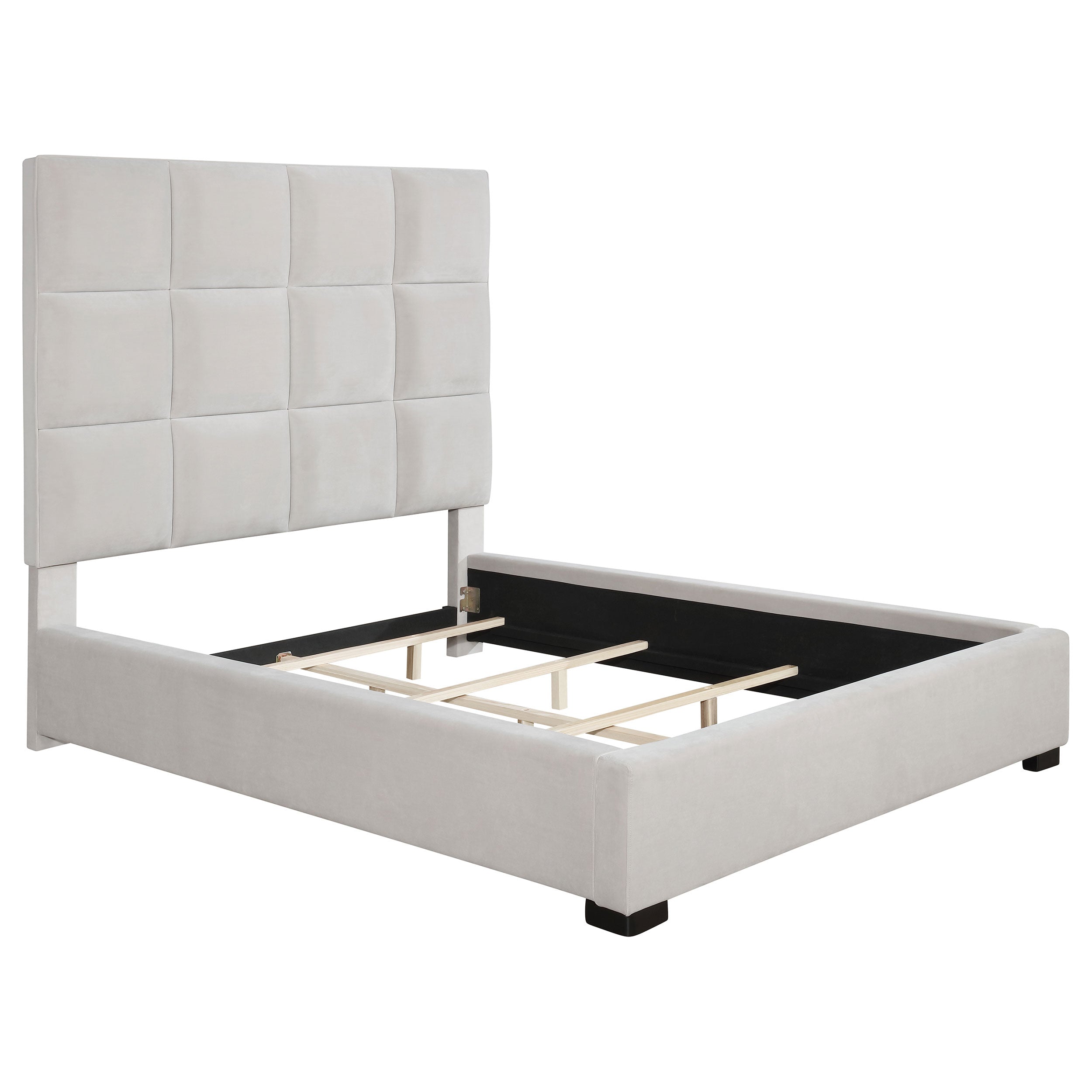 Panes Upholstered Queen Panel Bed Beige — view 1