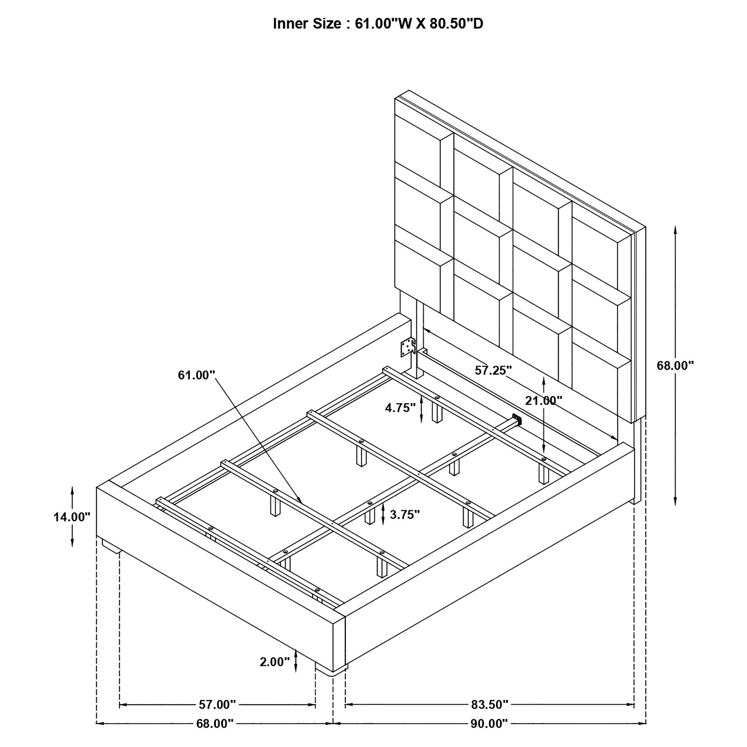 Panes Upholstered Queen Panel Bed Beige — view 6