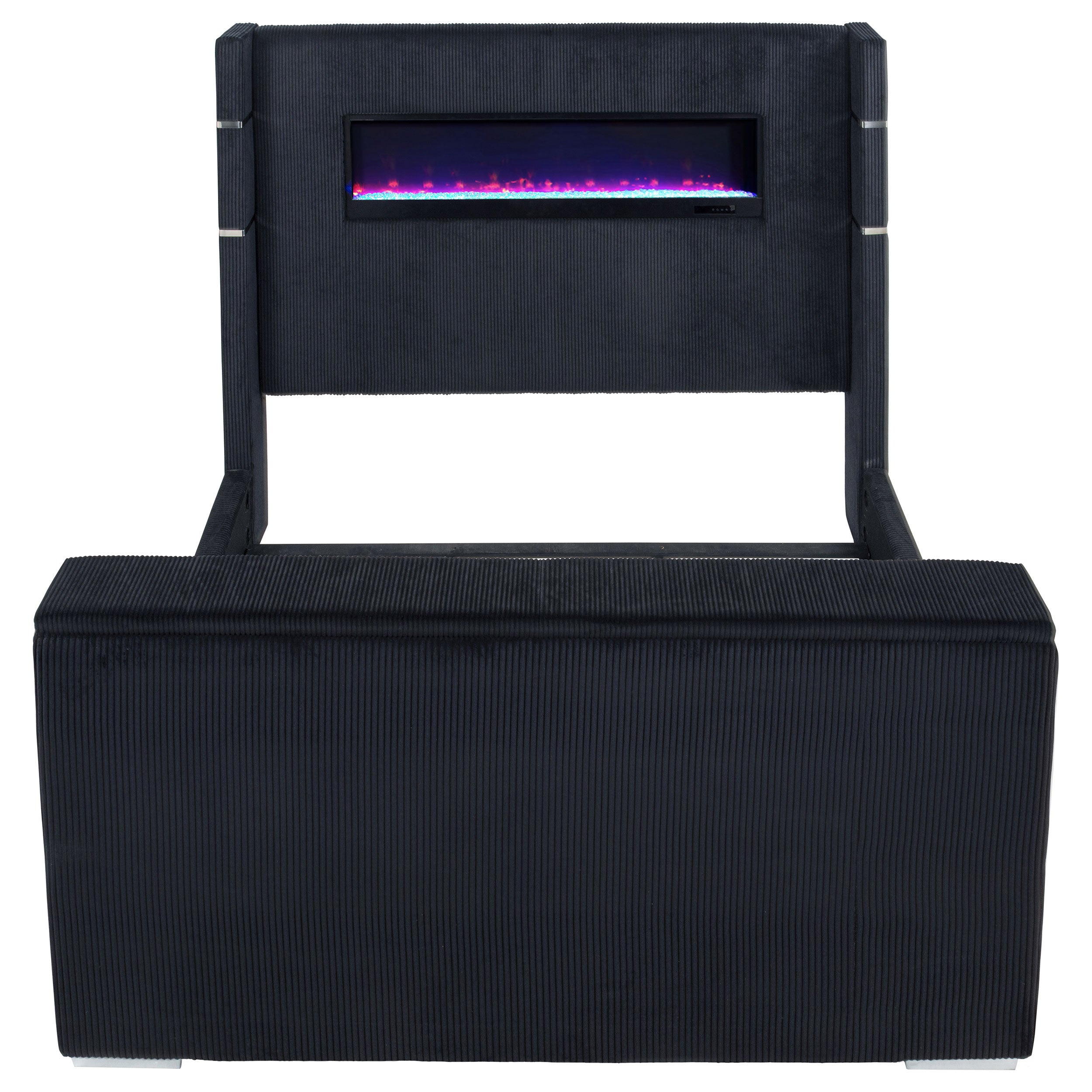 Tisdall Eastern King Flame Visualizer Wingback TV Bed Black — view 6
