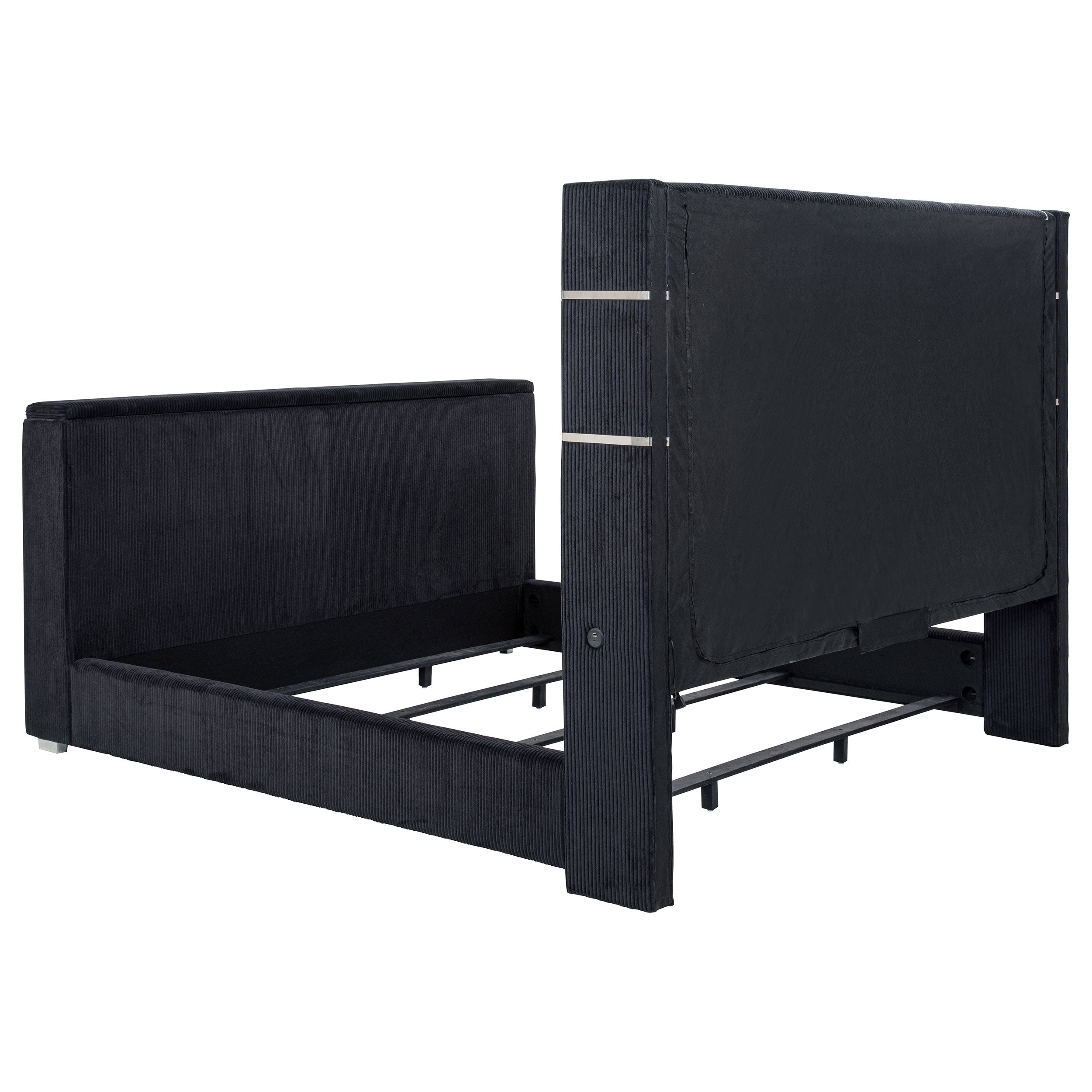 Tisdall Eastern King Flame Visualizer Wingback TV Bed Black — view 7
