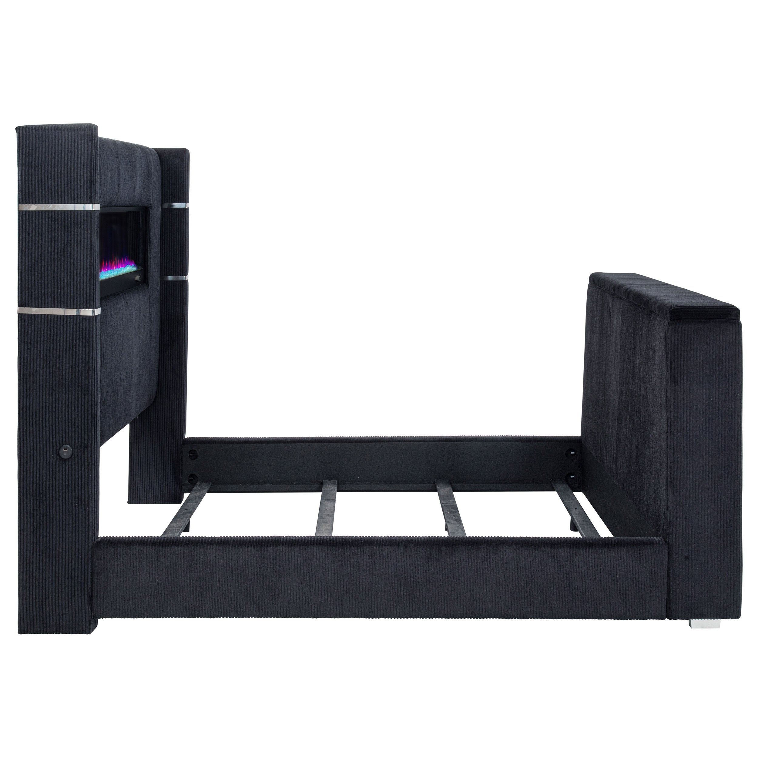 Tisdall Eastern King Flame Visualizer Wingback TV Bed Black — view 8