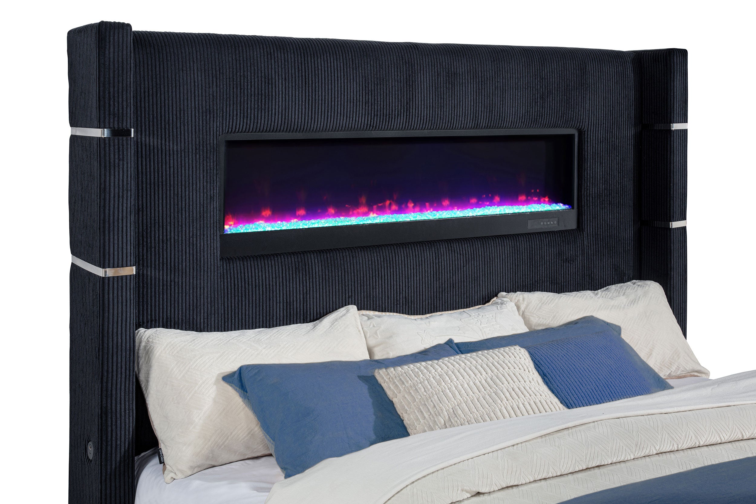 Tisdall Eastern King Flame Visualizer Wingback TV Bed Black — view 9