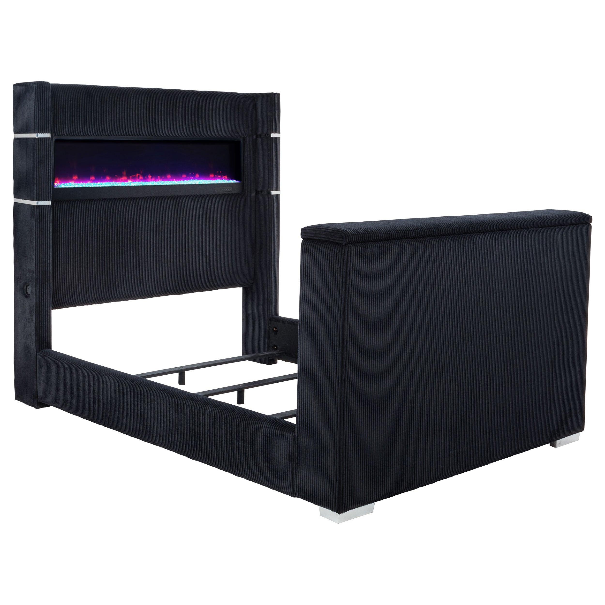 Tisdall Queen Flame Visualizer Wingback TV Bed Black — view 1