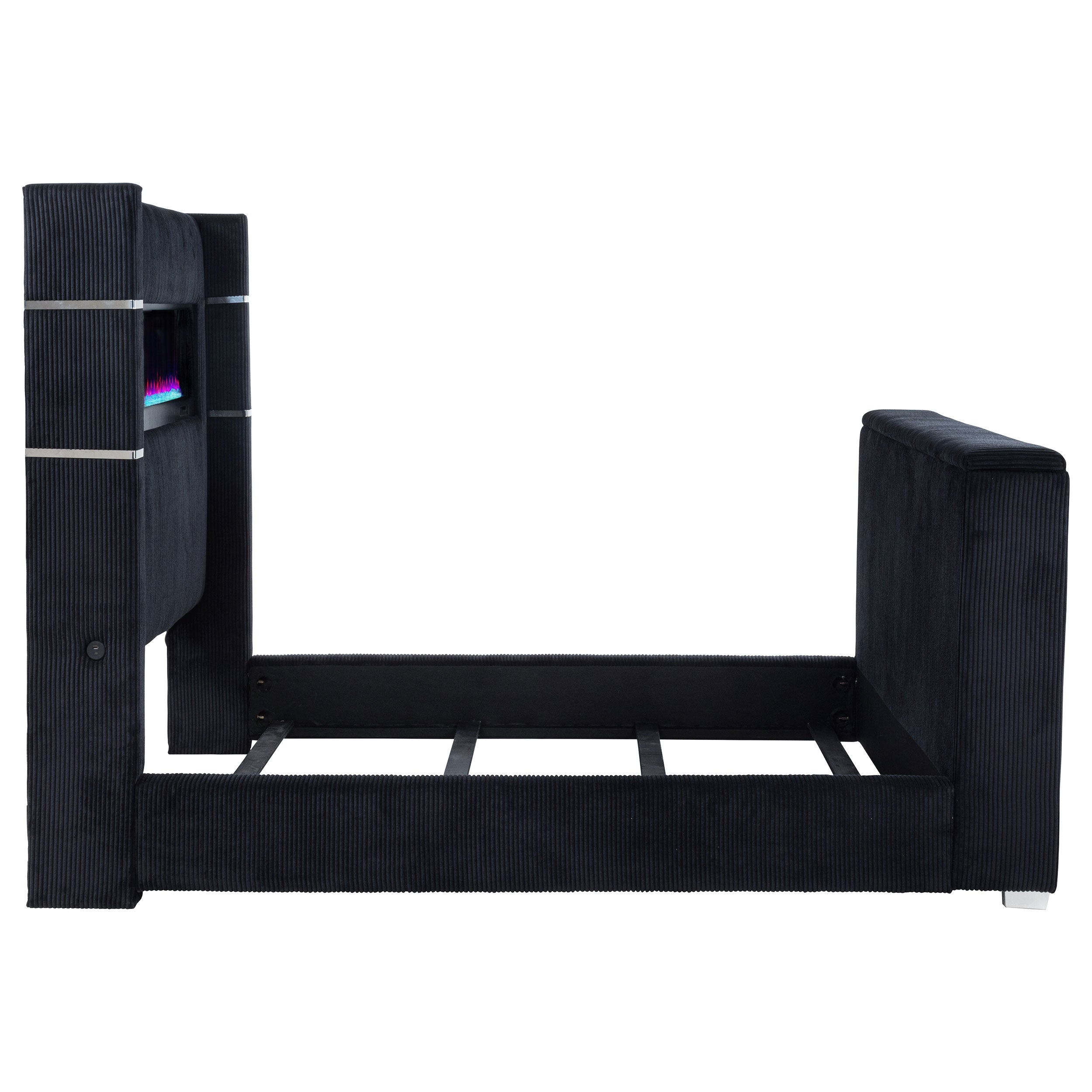 Tisdall Queen Flame Visualizer Wingback TV Bed Black — view 8