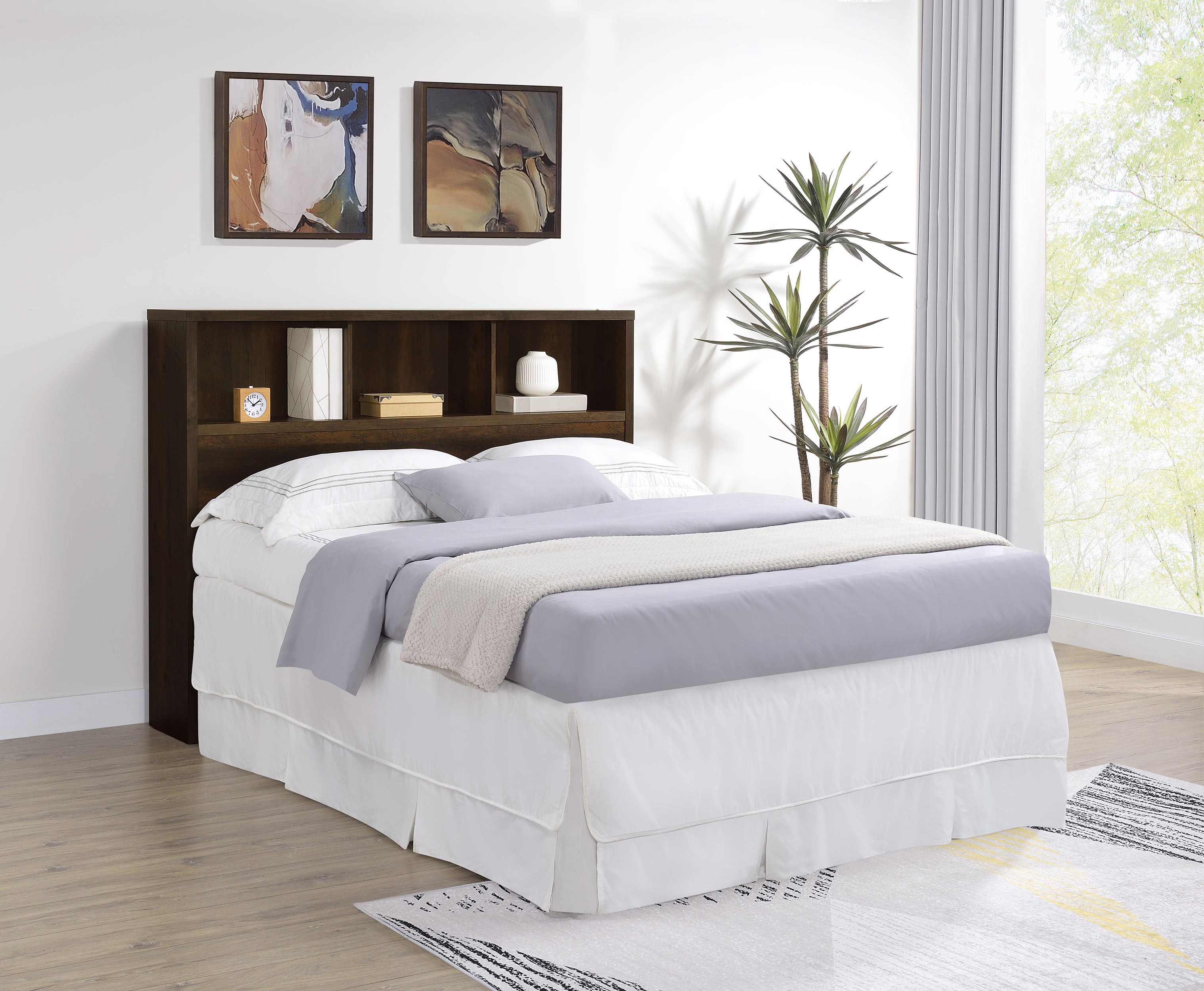 Westpark 49-inch Queen Bookcase Headboard Dark Pine — view 2