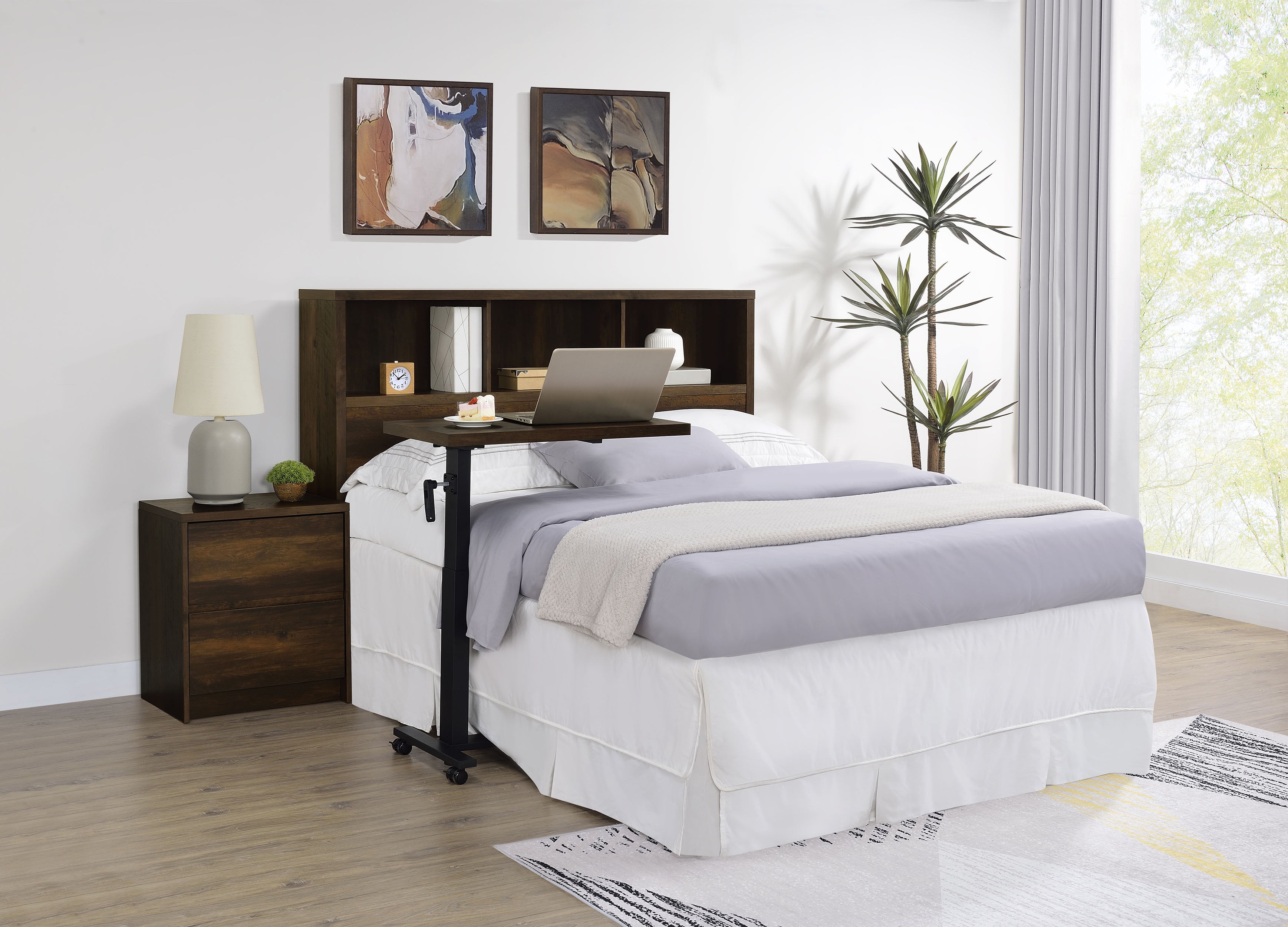 Westpark 49-inch Queen Bookcase Headboard Dark Pine — view 9