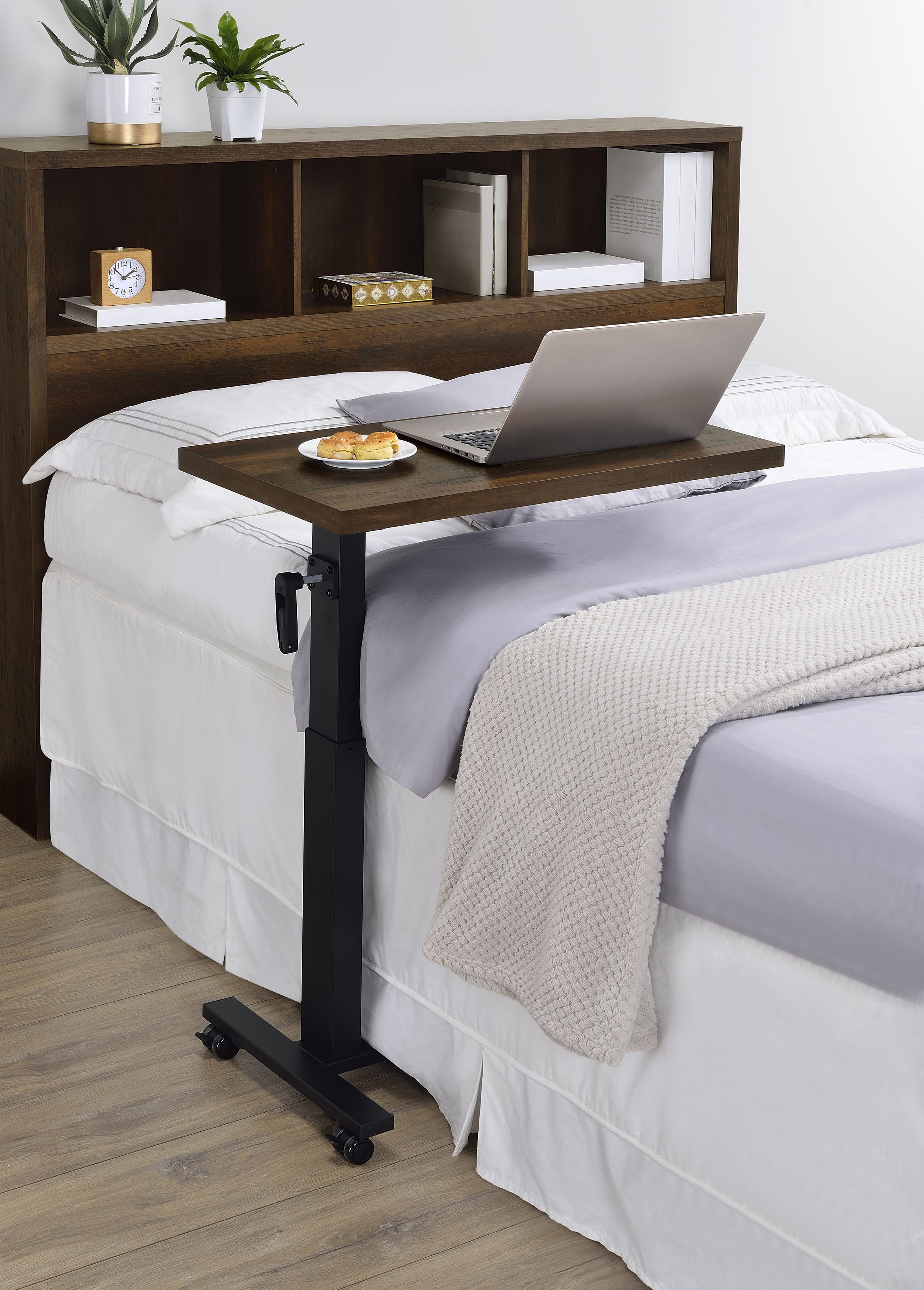 Westpark Height Adjustable Mobile Bedroom C-Table Dark Pine — view 2