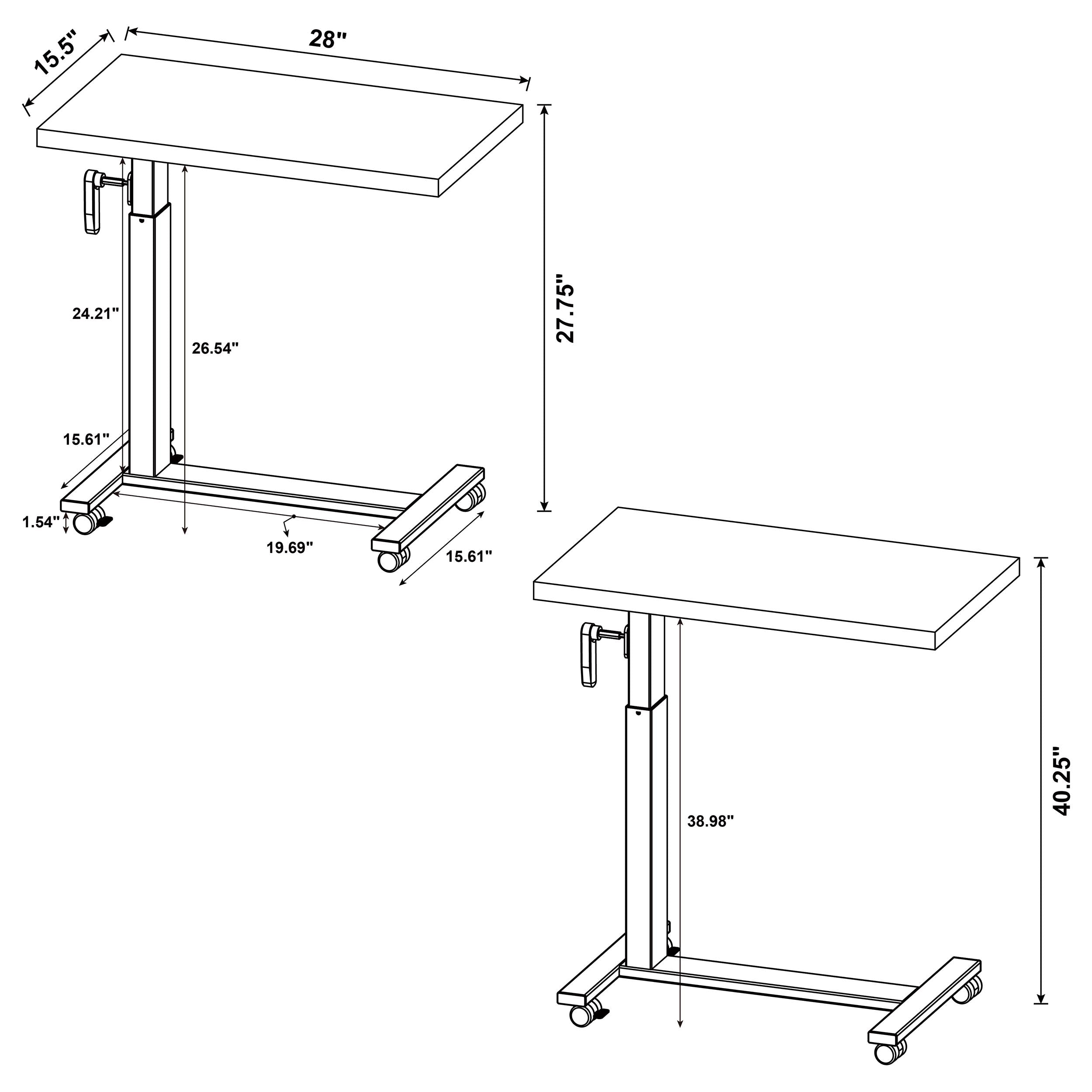 Westpark Height Adjustable Mobile Bedroom C-Table Dark Pine — view 15