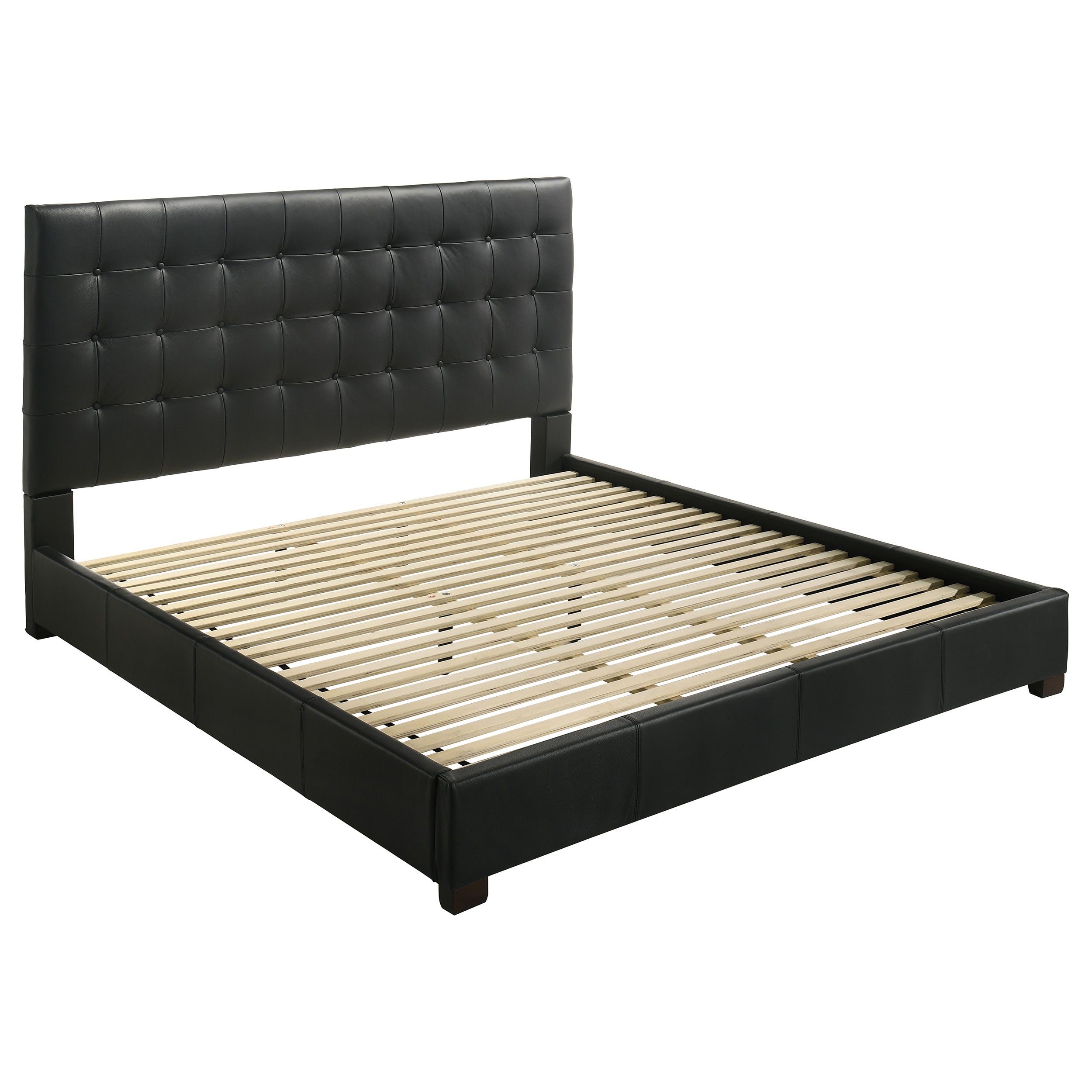 Medley Genuine Leather Eastern King Platform Bed Black — view 1