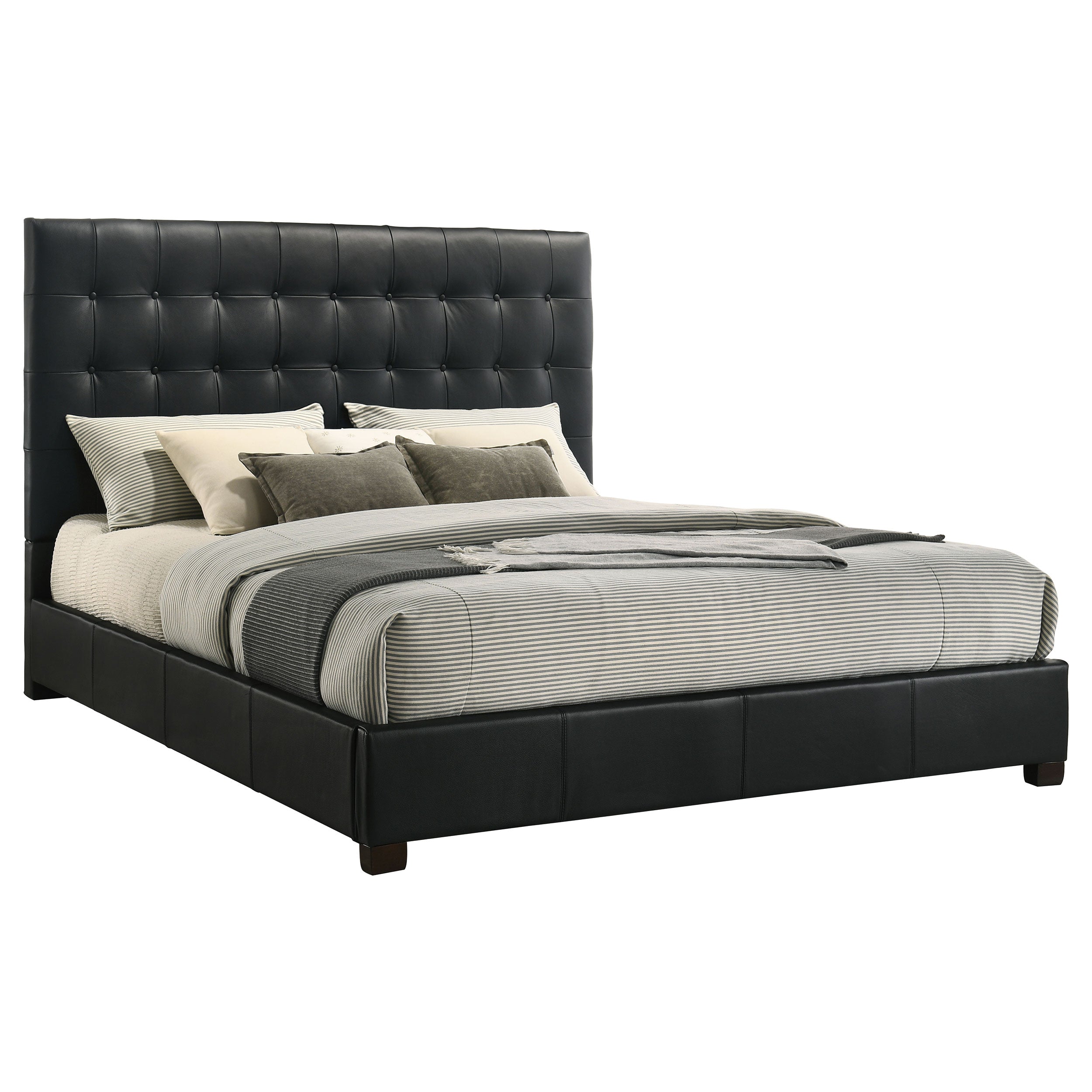 Medley Genuine Leather Eastern King Platform Bed Black — view 3