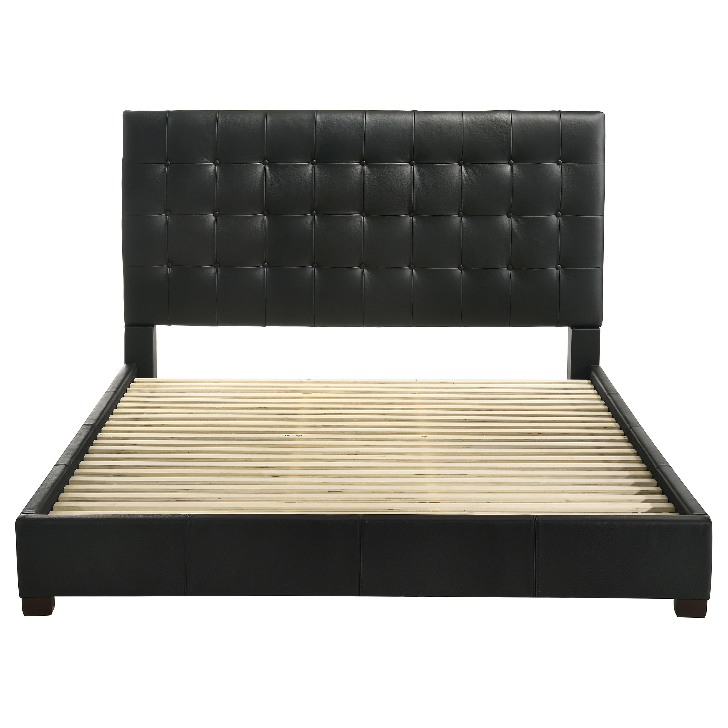 Medley Genuine Leather Eastern King Platform Bed Black — view 4