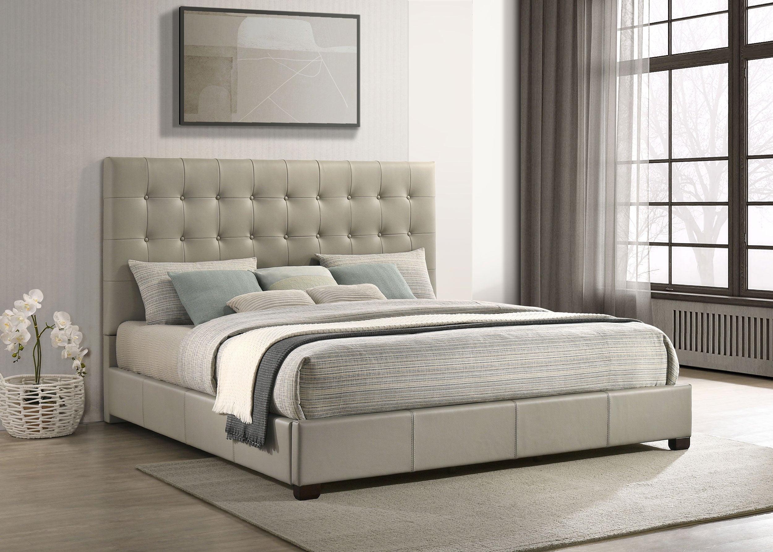 Medley Genuine Leather Eastern King Platform Bed Tan — view 2