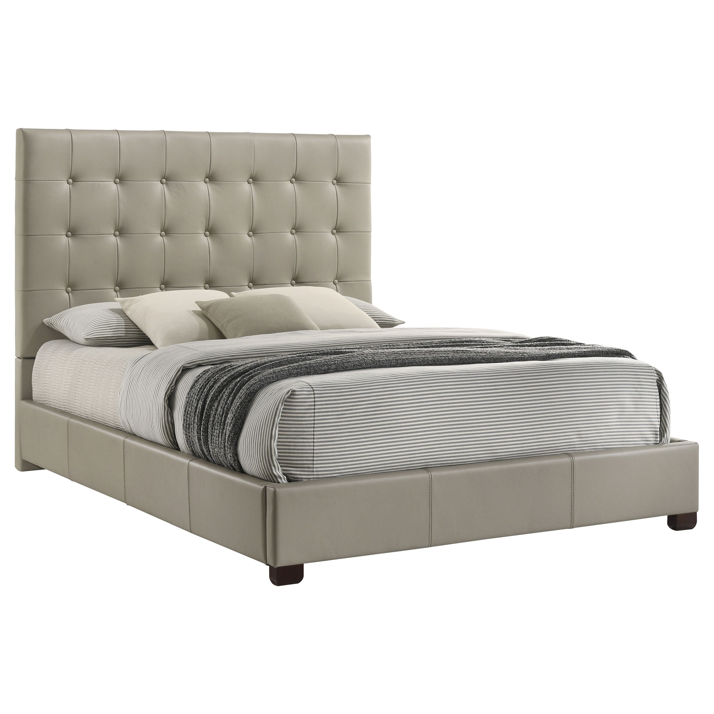 Medley Genuine Leather Queen Panel Platform Bed Tan — view 3