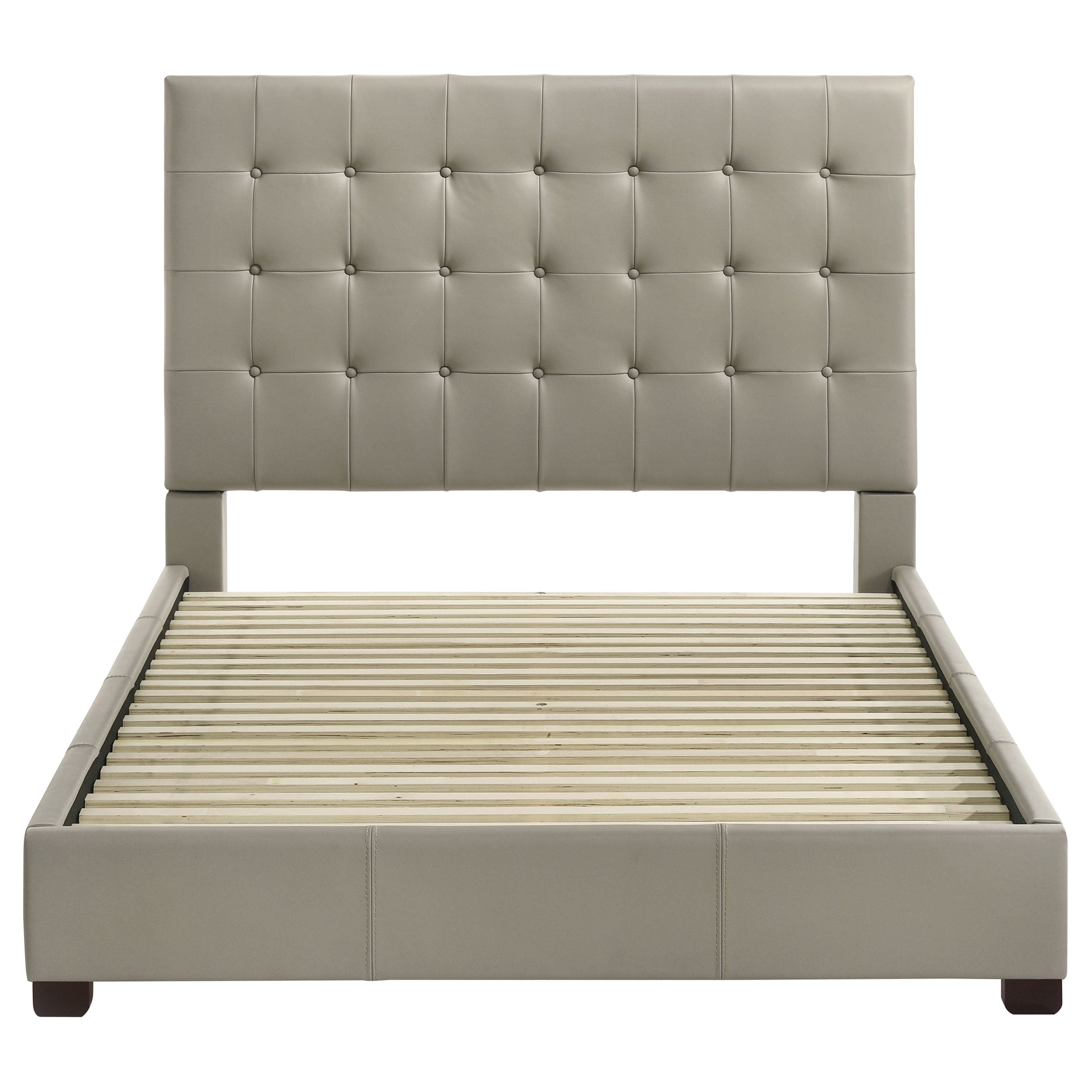 Medley Genuine Leather Queen Panel Platform Bed Tan — view 4