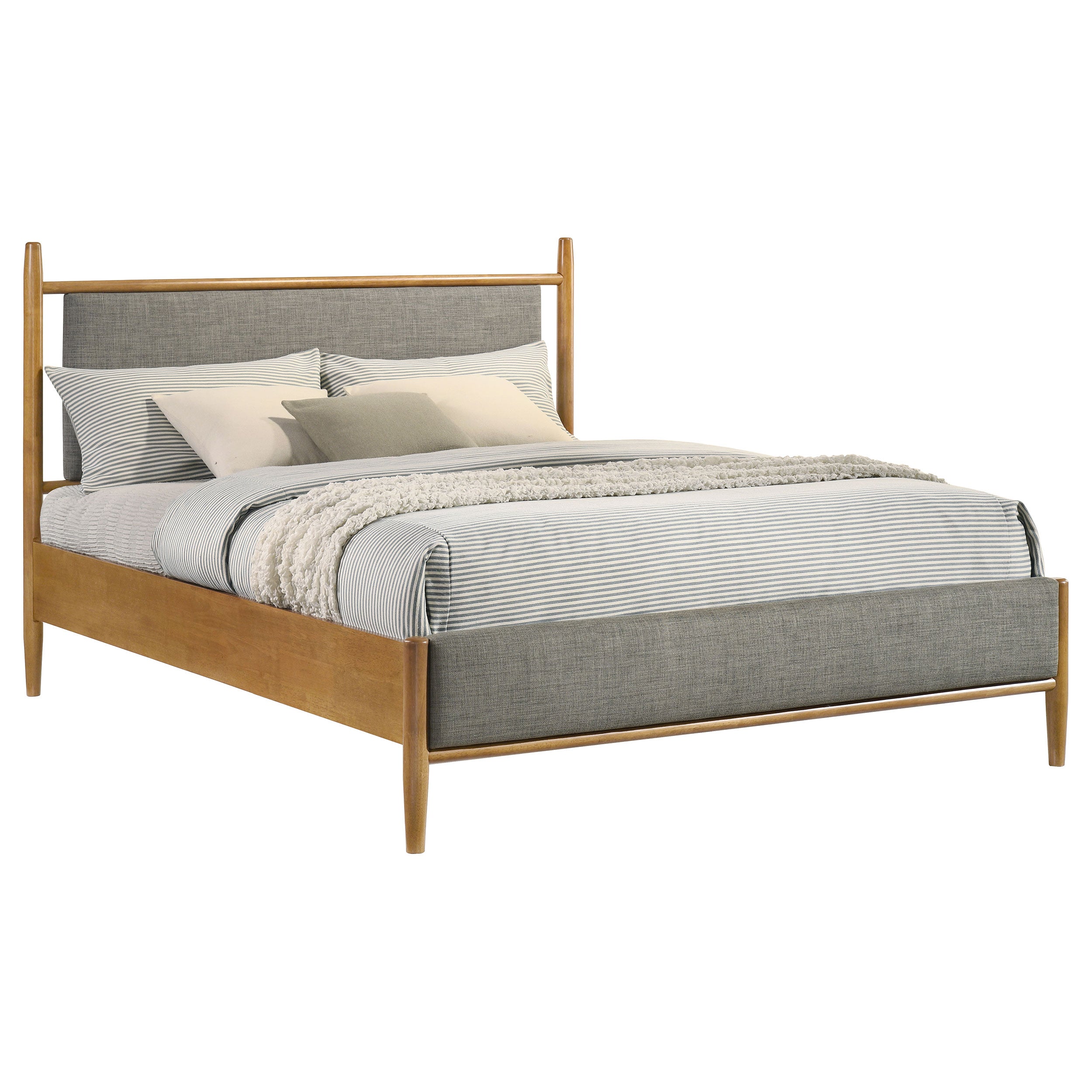 Mason 46-inch Queen Panel Platform Bed Grey and Light Brown — view 3