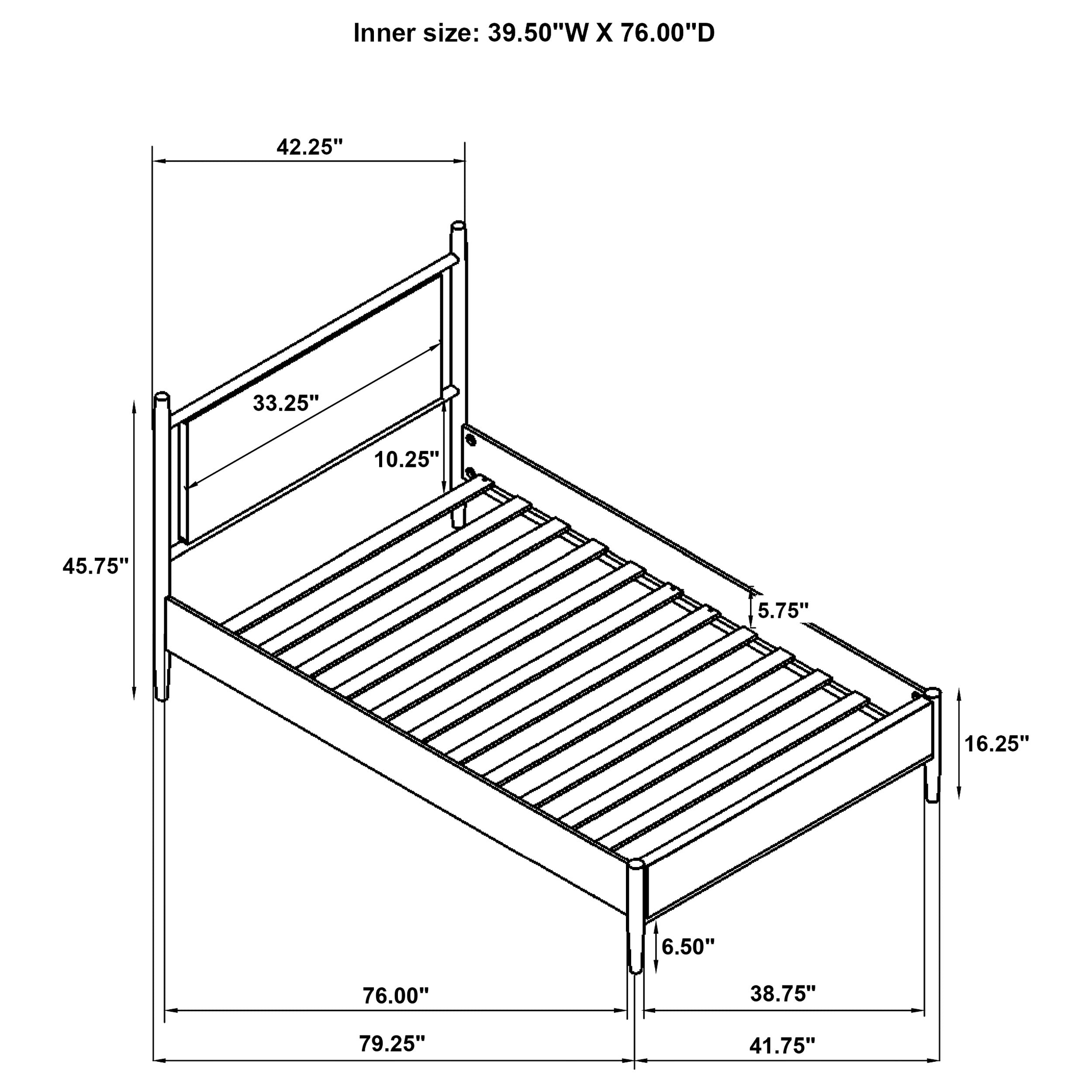 Mason 46-inch Twin Panel Platform Bed Grey and Light Brown — view 10