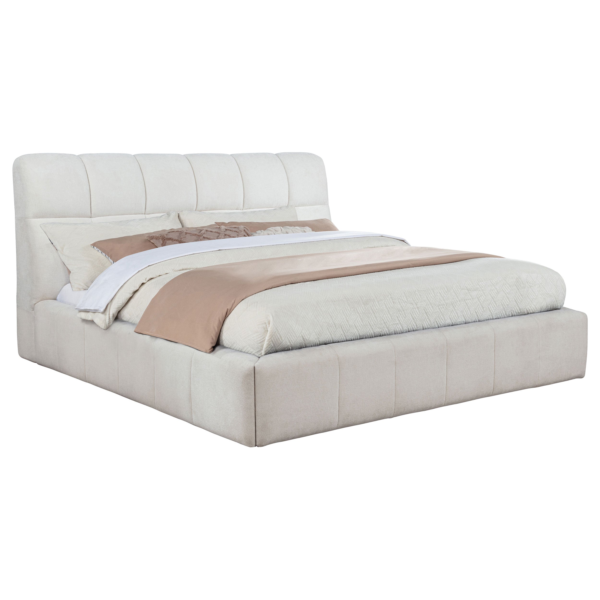 Nollet 48-inch Upholstered Eastern King Platform Bed Cream — view 3