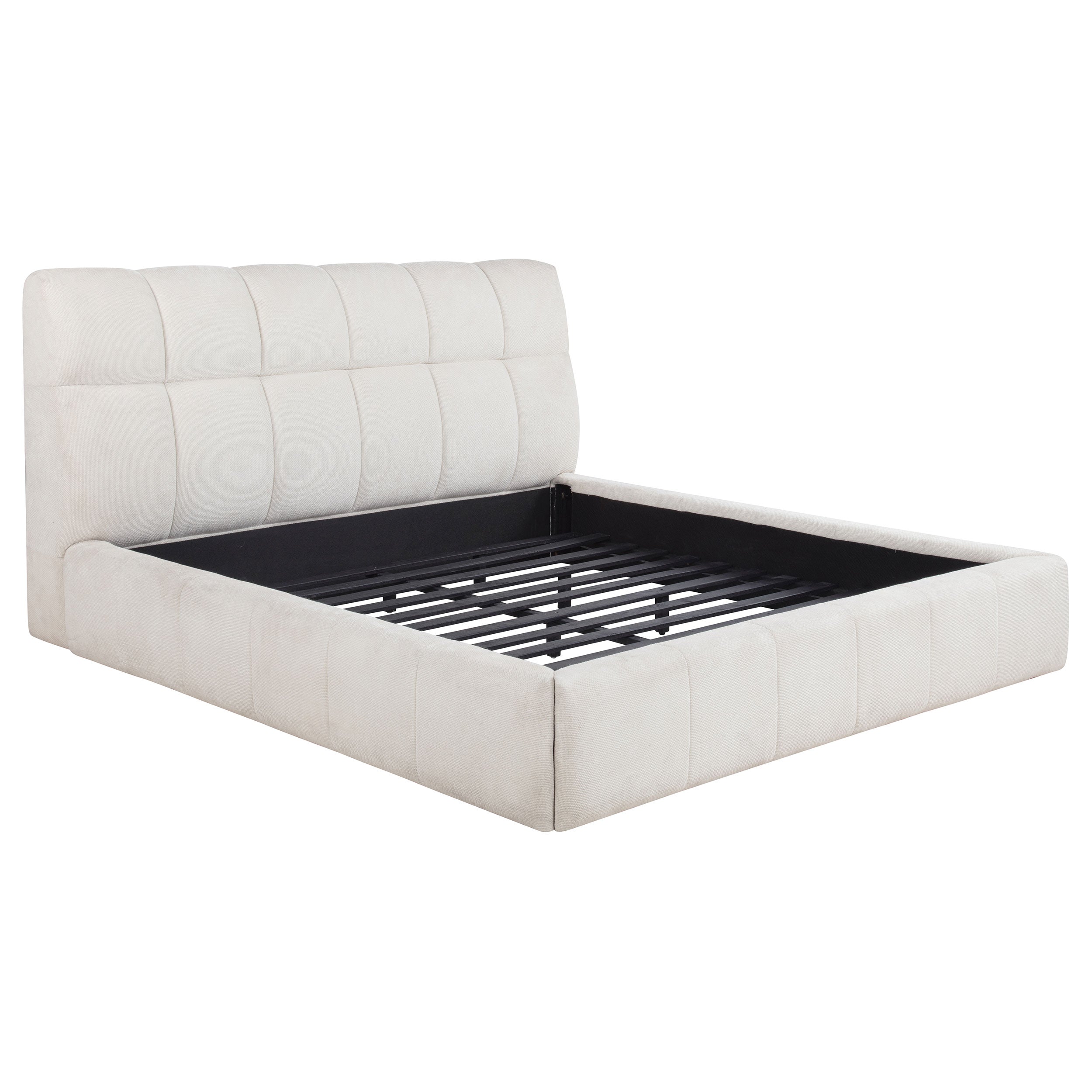 Nollet 48-inch Upholstered California King Platform Bed Cream — view 1