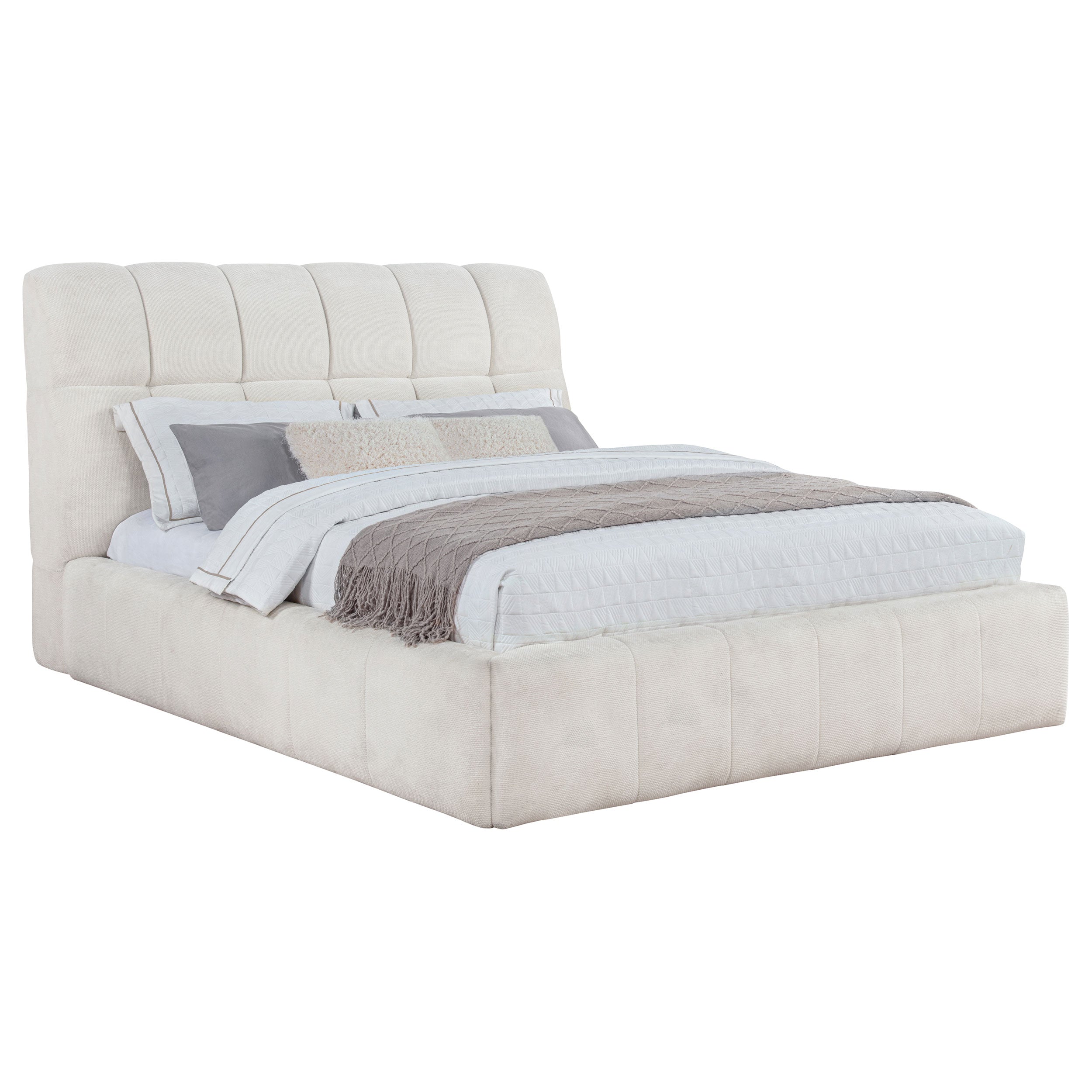 Nollet 48-inch Upholstered Queen Panel Platform Bed Cream — view 3
