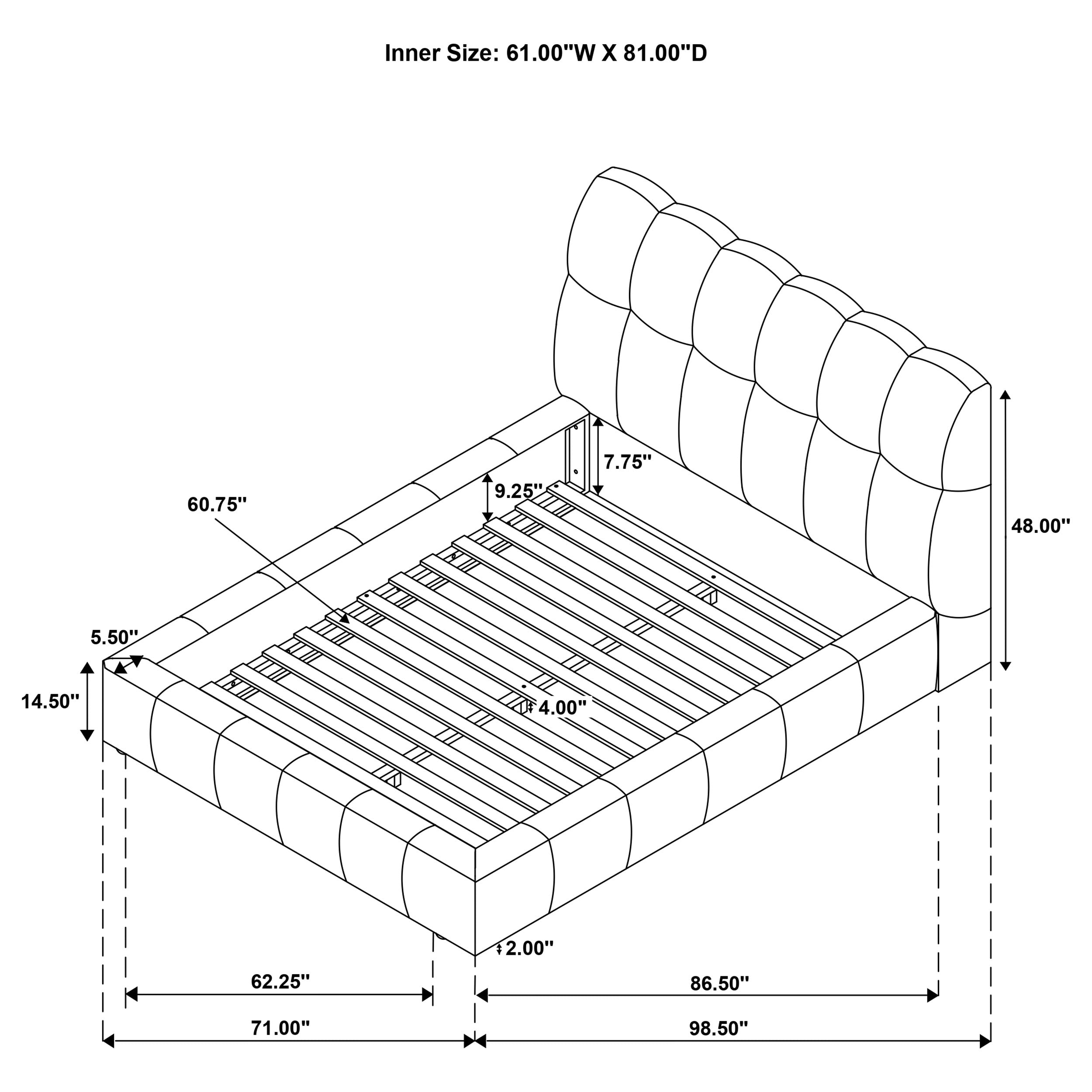 Nollet 48-inch Upholstered Queen Panel Platform Bed Cream — view 9