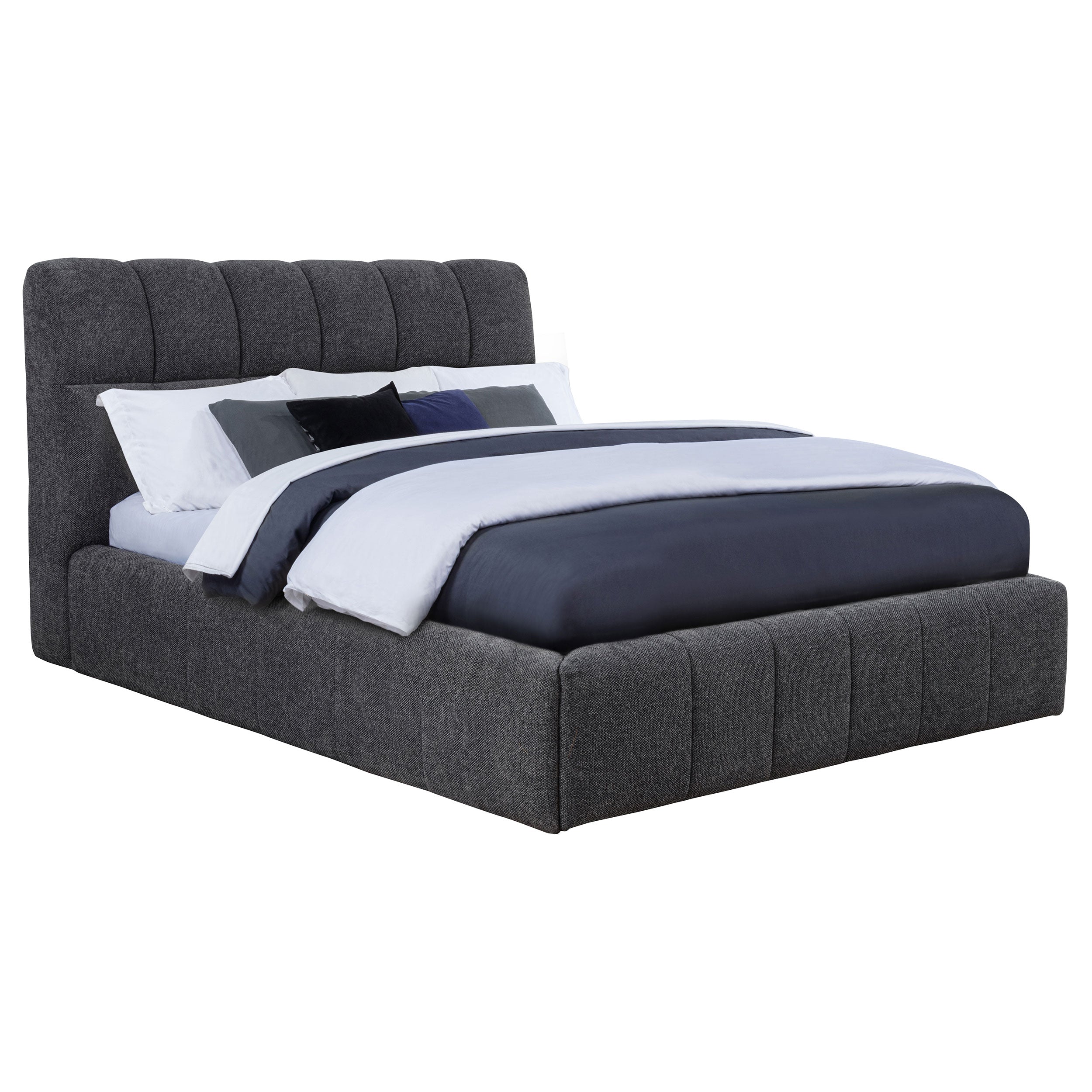 Nollet 48-inch Upholstered Queen Panel Platform Bed Grey — view 1