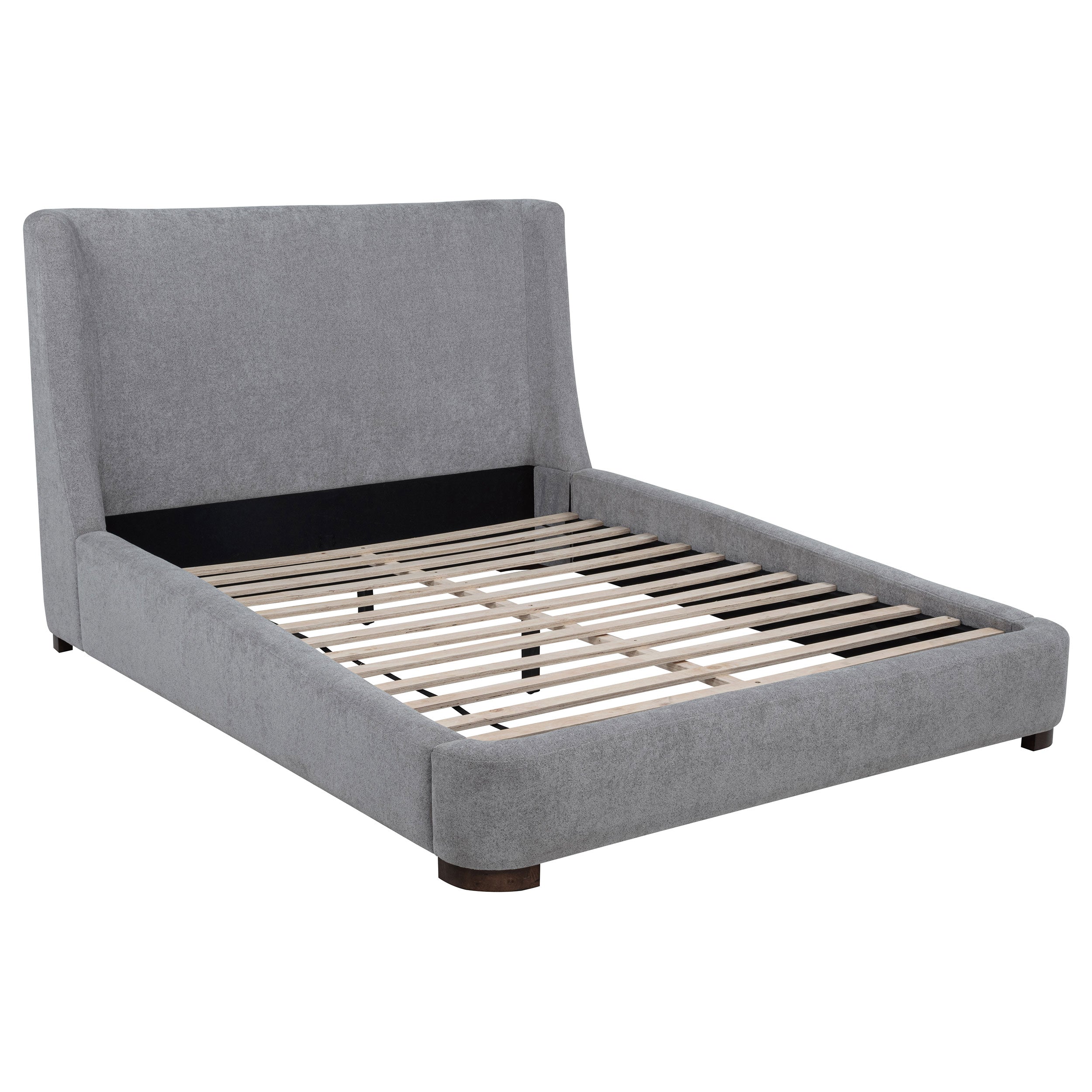 Rennes Upholstered Eastern King Wingback Platform Bed Grey — view 1