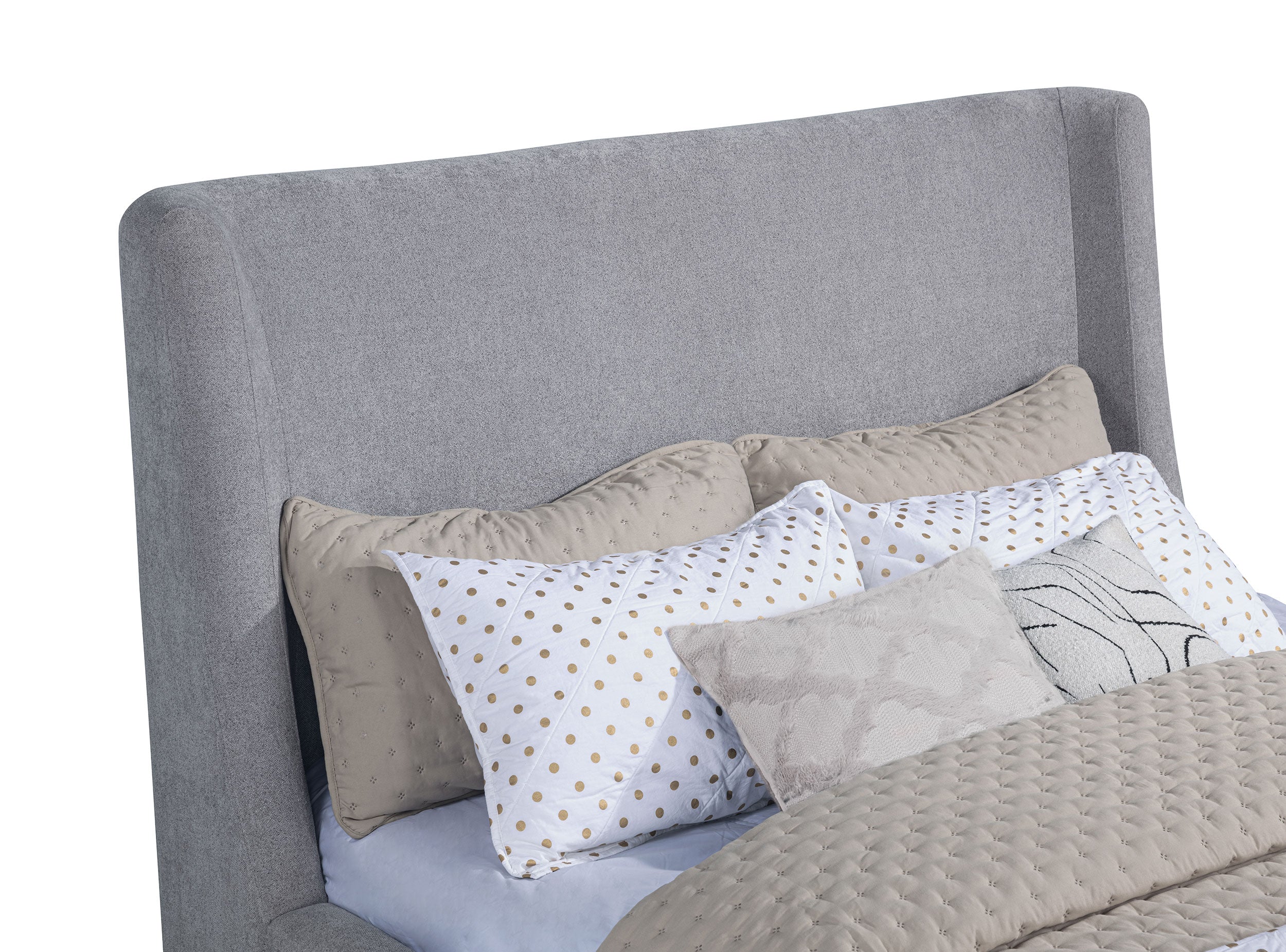 Rennes Upholstered Queen Wingback Platform Bed Grey — view 7