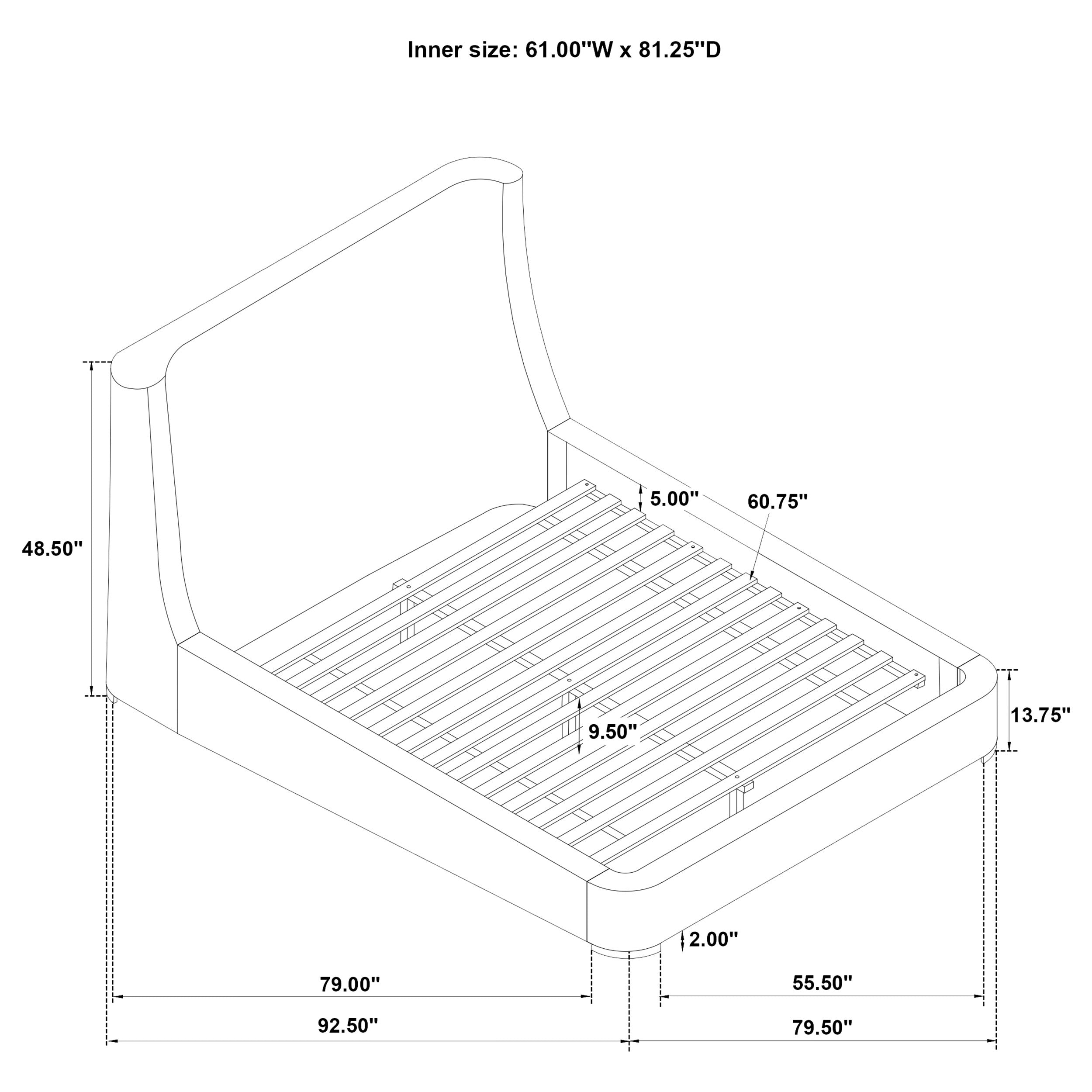 Rennes Upholstered Queen Wingback Platform Bed Grey — view 9