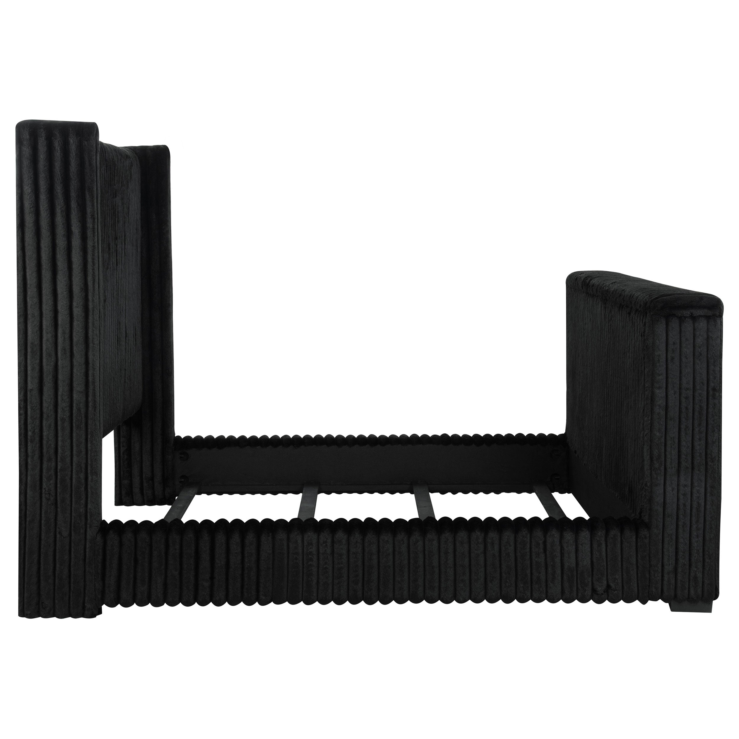 Centergrove Upholstered California King Wingback TV Bed Black — view 8