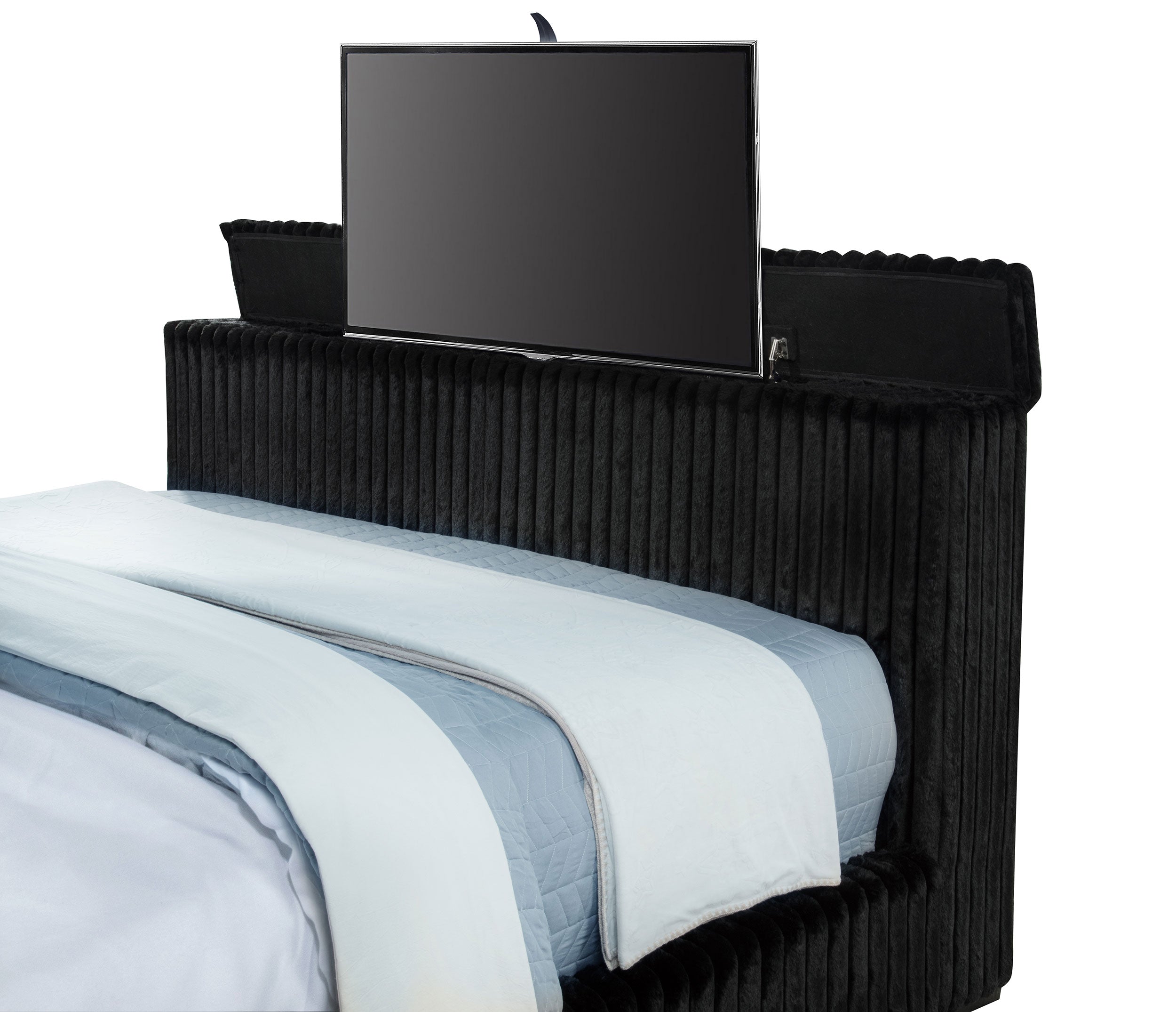 Centergrove Upholstered California King Wingback TV Bed Black — view 11