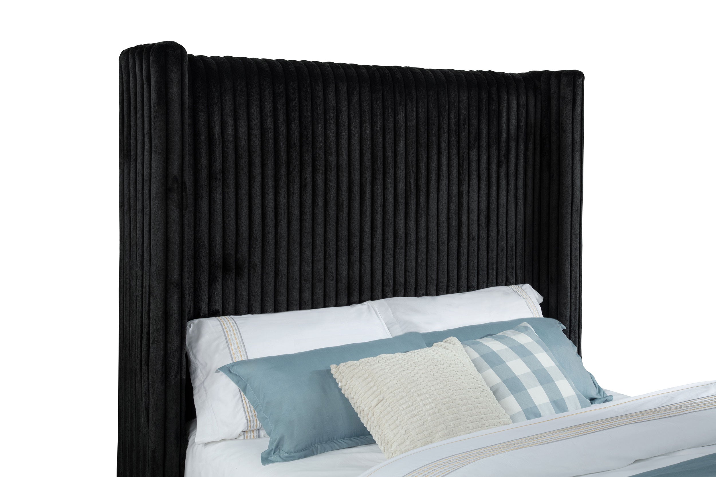 Centergrove Upholstered Queen Wingback TV Bed Black — view 9