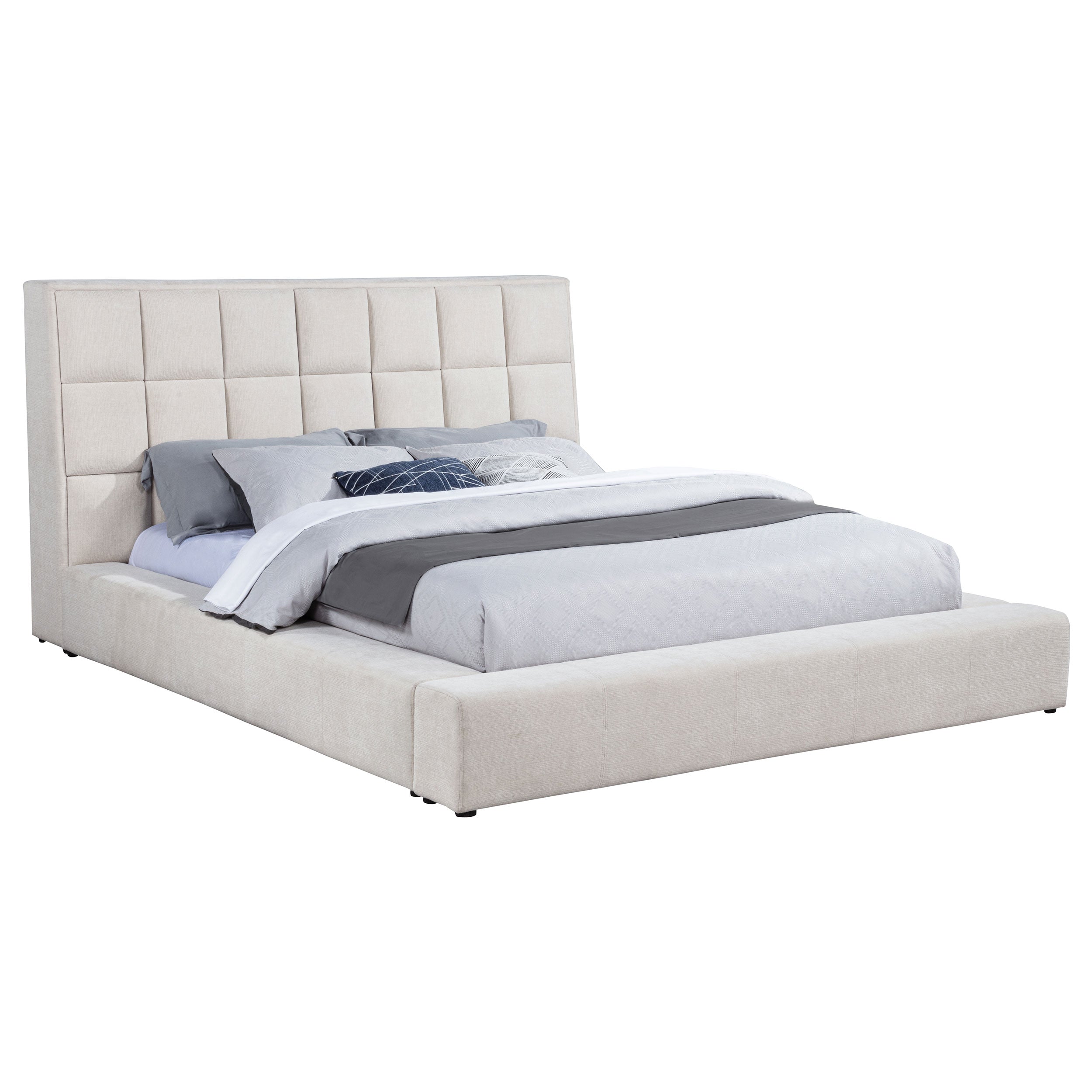 Dreux Upholstered California King Panel Platform Bed Cream — view 4
