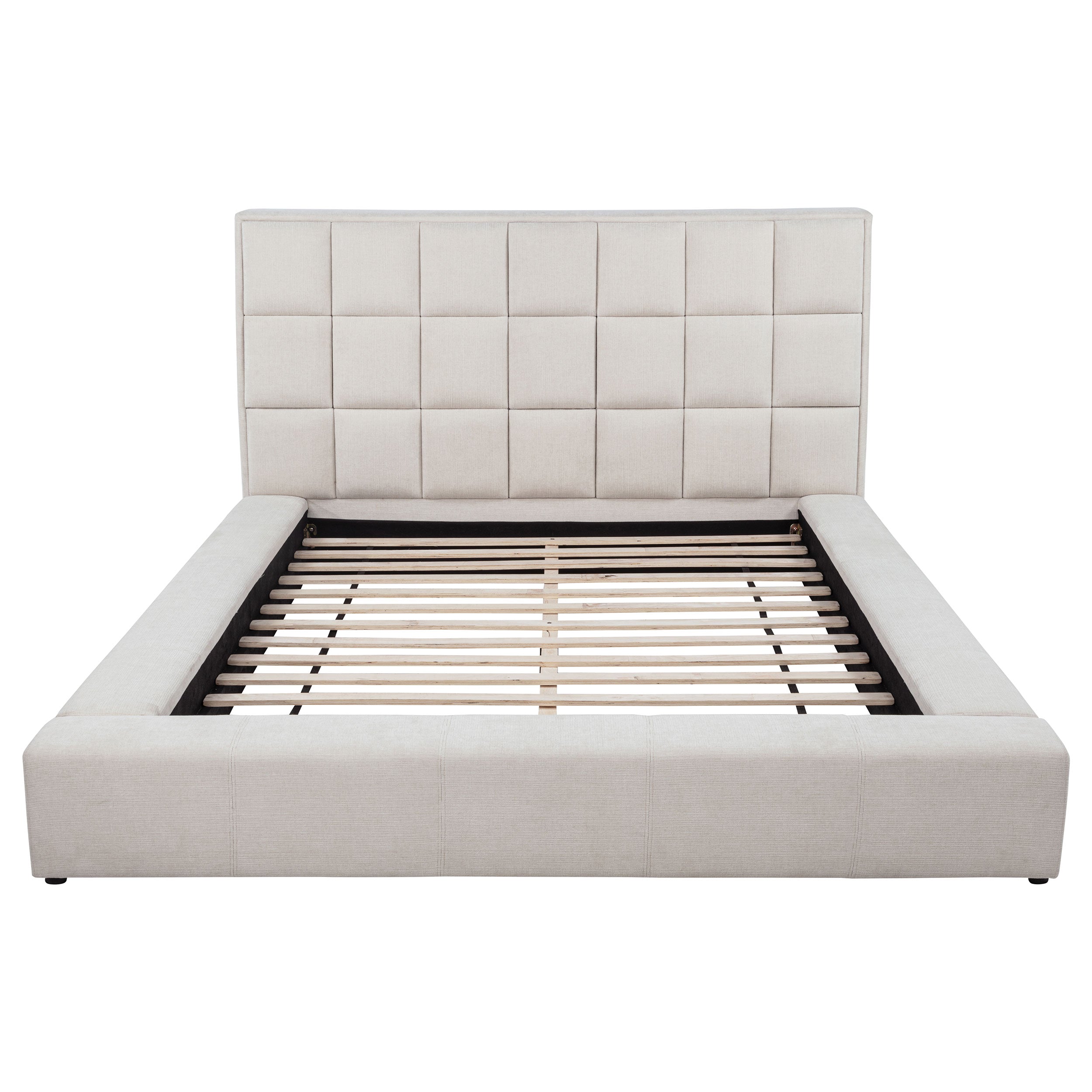 Dreux Upholstered Queen Panel Platform Bed Cream — view 6