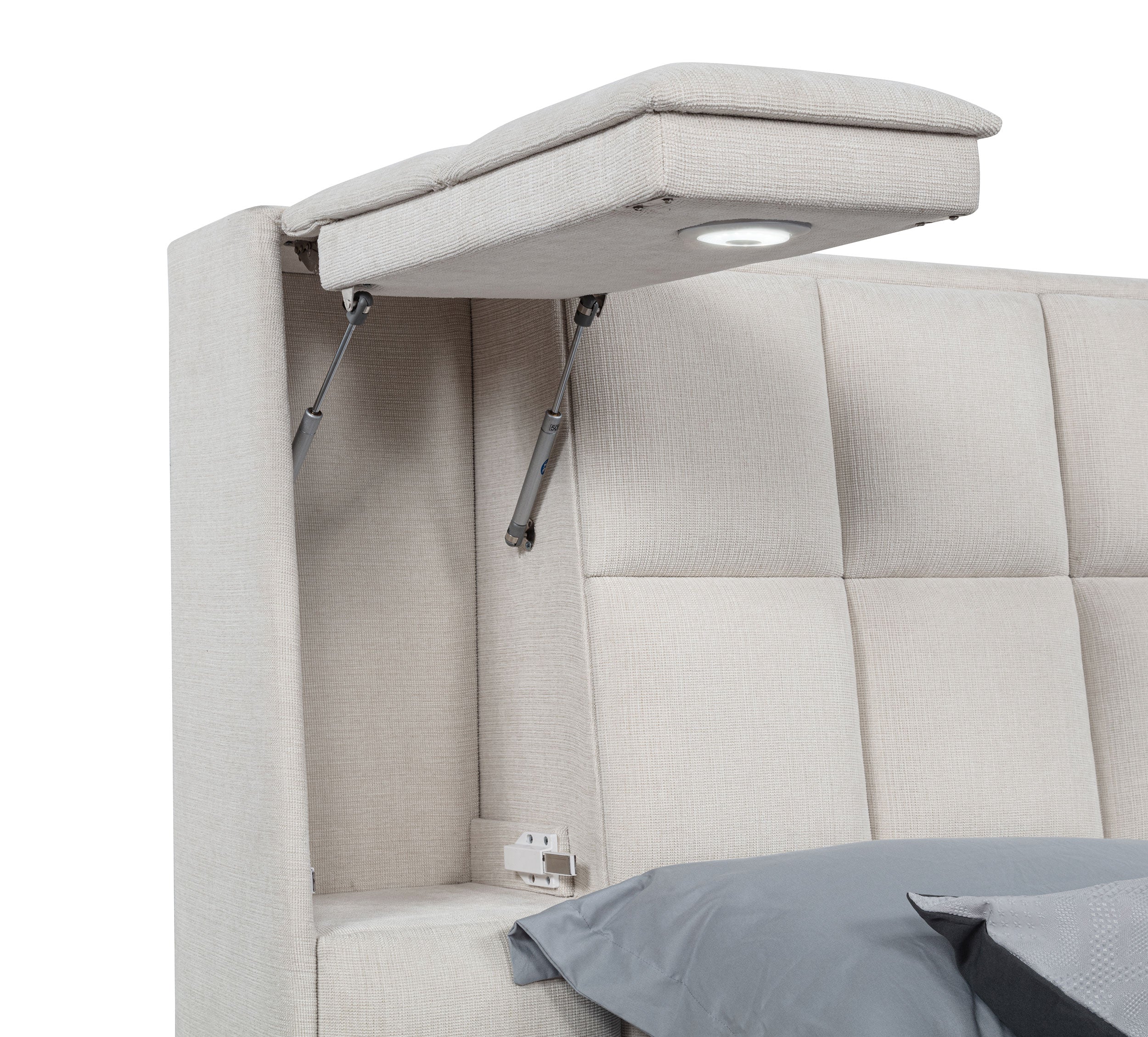 Dreux Upholstered Queen Panel Platform Bed Cream — view 10