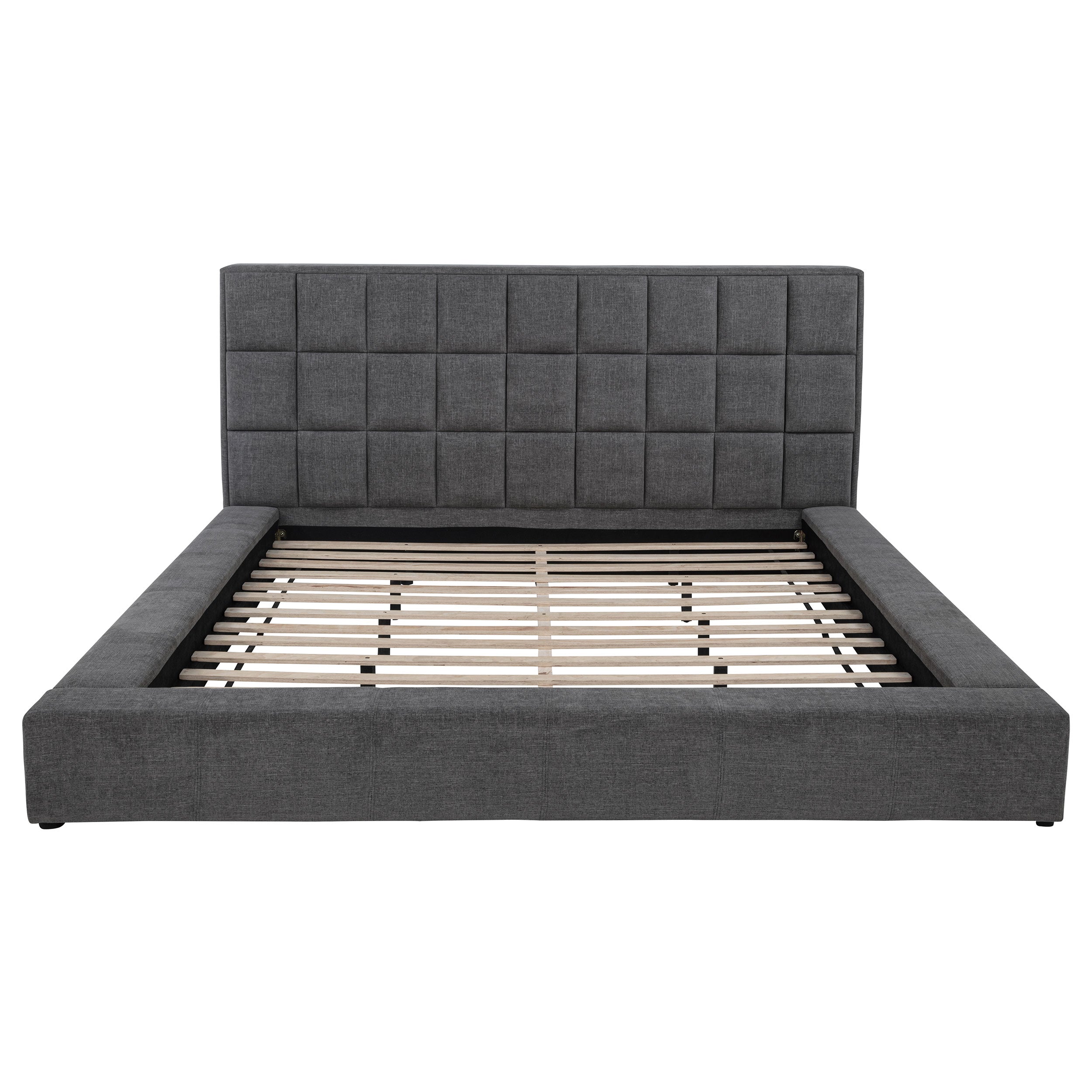Dreux Upholstered Eastern King Panel Platform Bed Grey — view 6