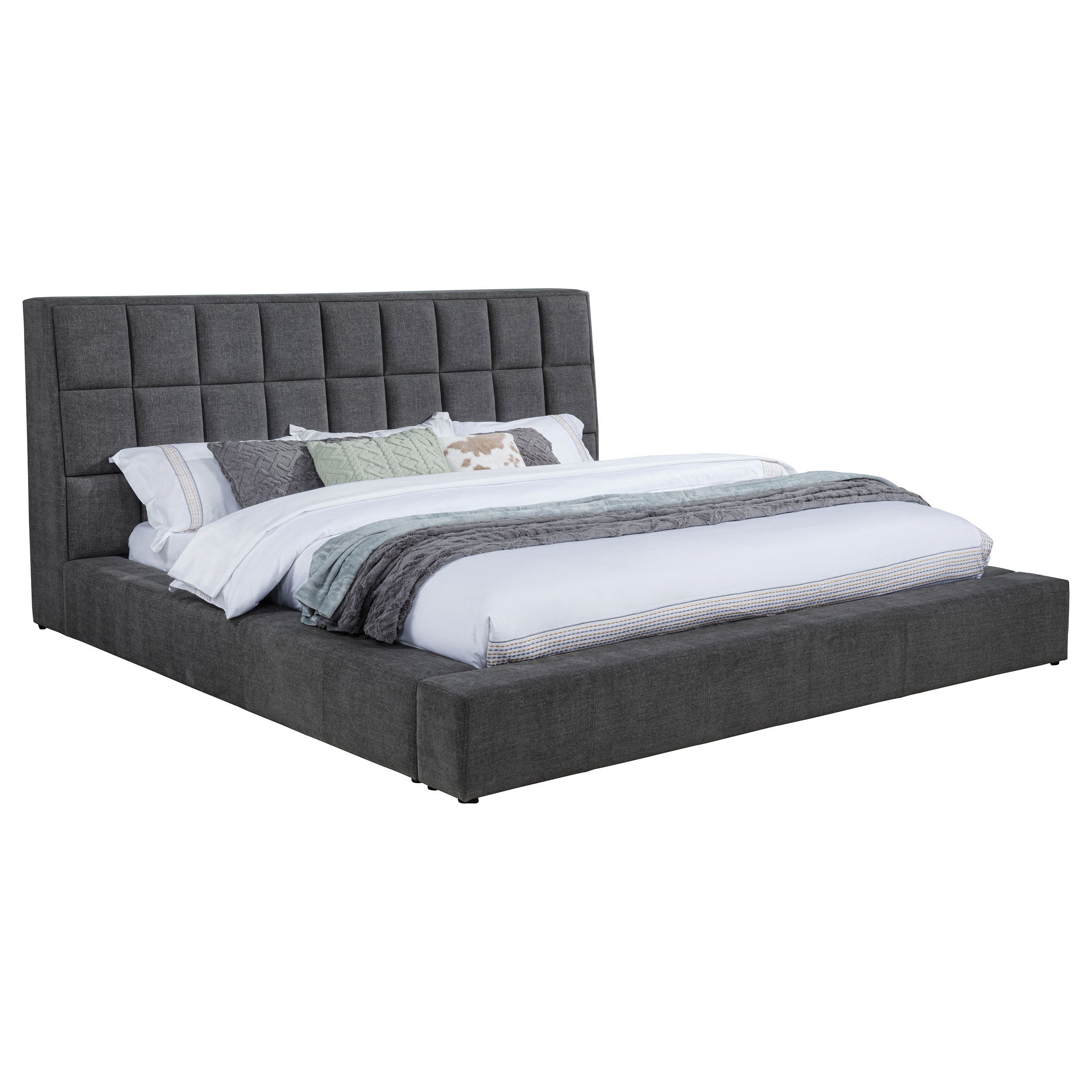 Dreux Upholstered California King Panel Platform Bed Grey — view 4