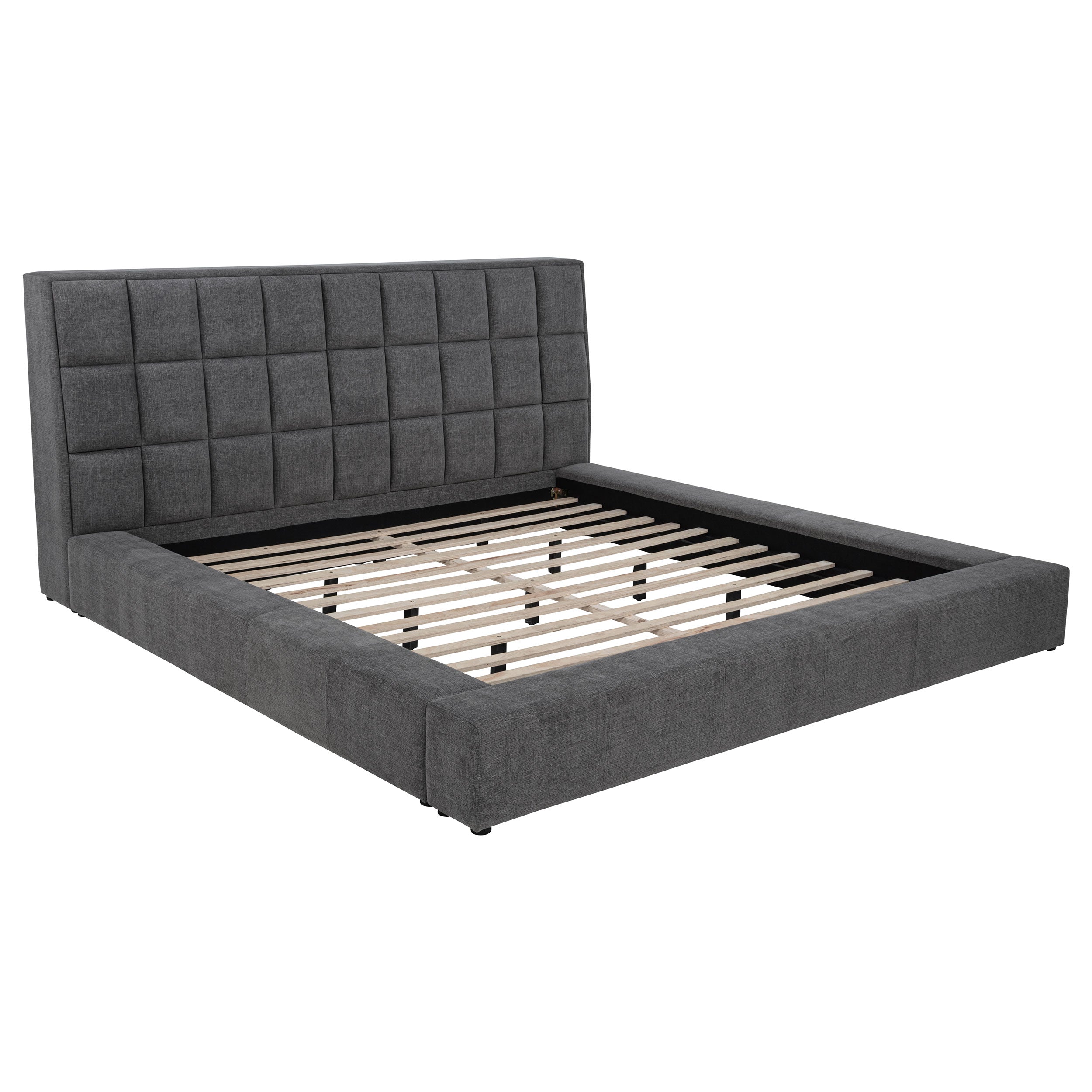 Dreux Upholstered Queen Panel Platform Bed Grey — view 1