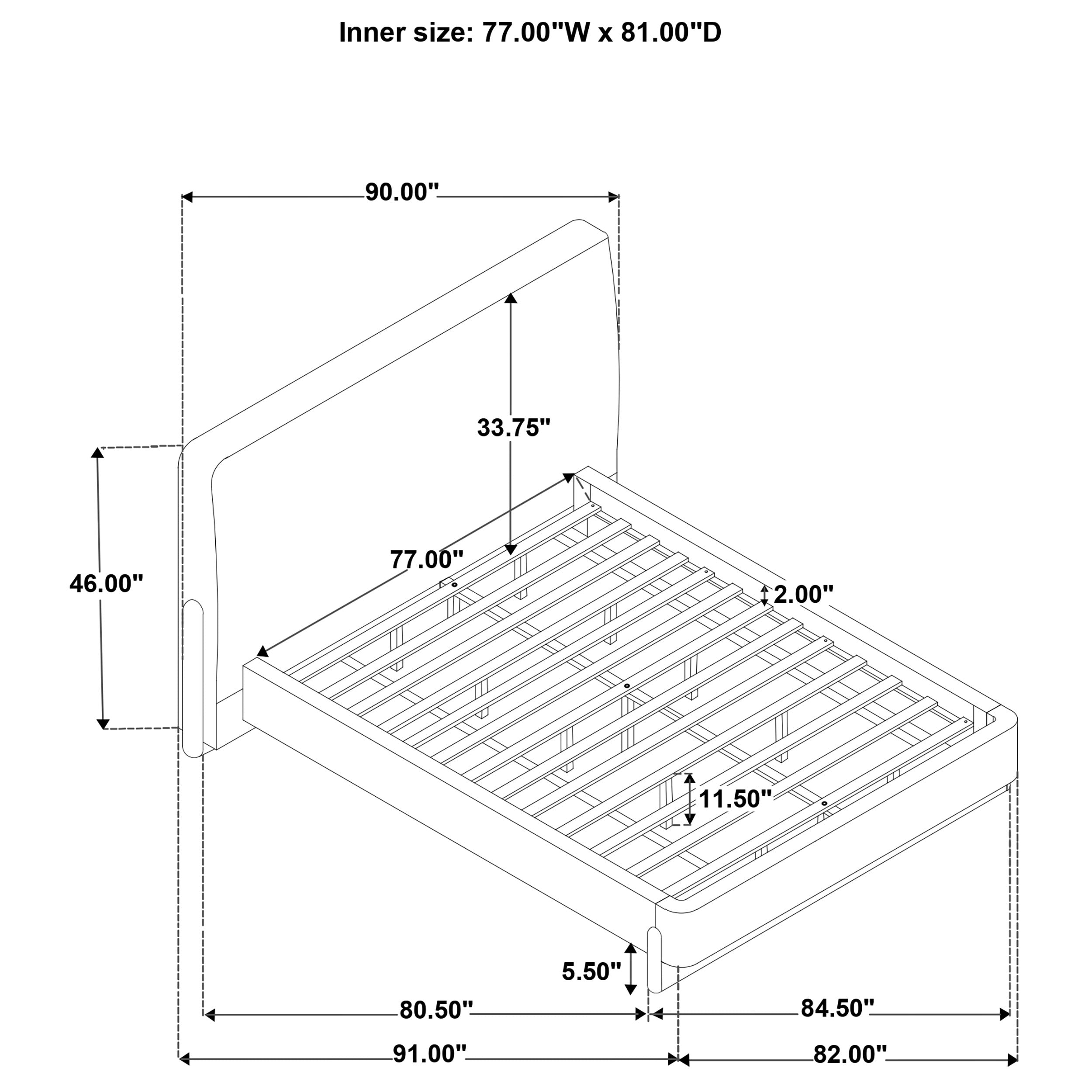 Baldacci Upholstered Eastern King Platform Bed Curry and Walnut — view 11