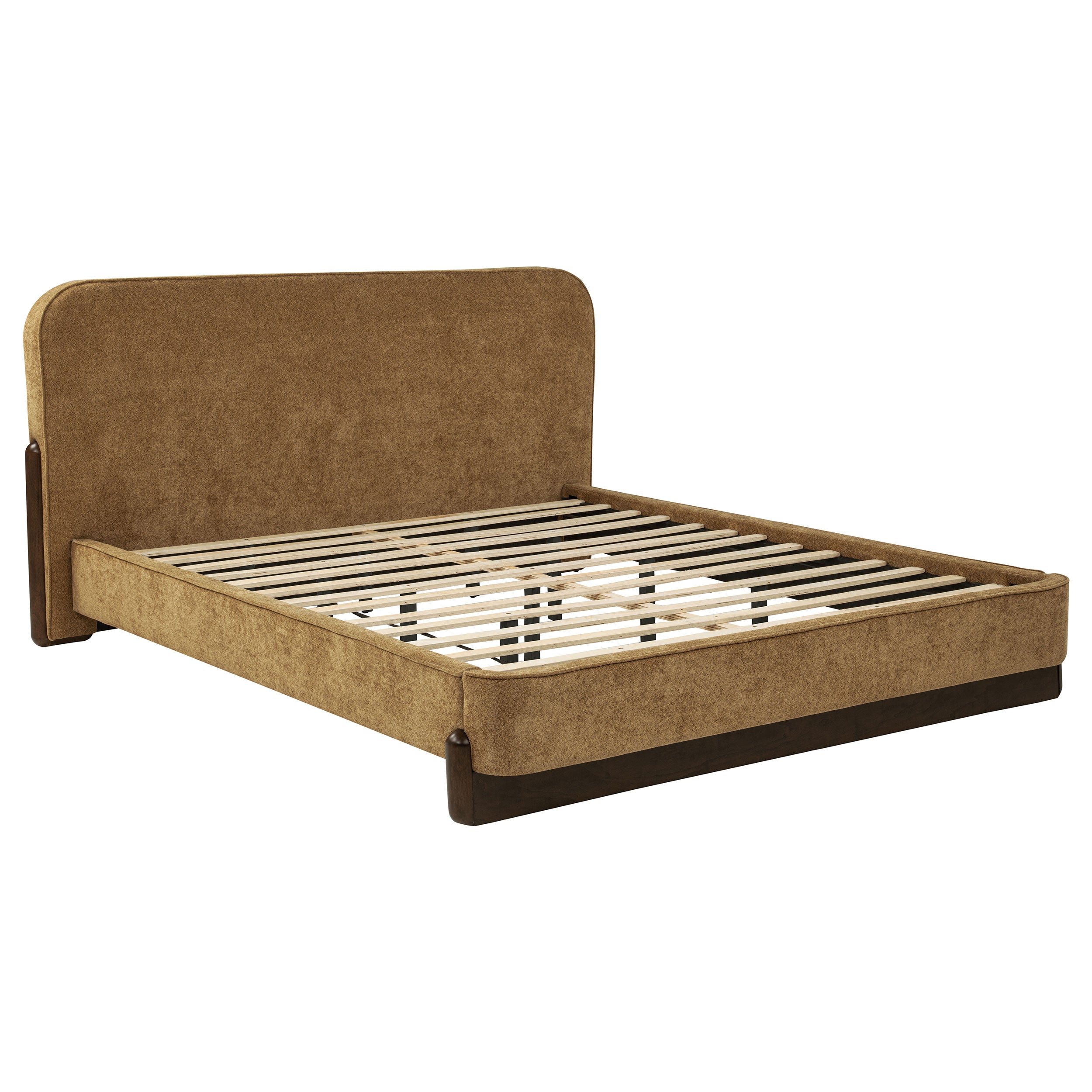 Baldacci Upholstered California King Platform Bed Curry and Walnut — view 1