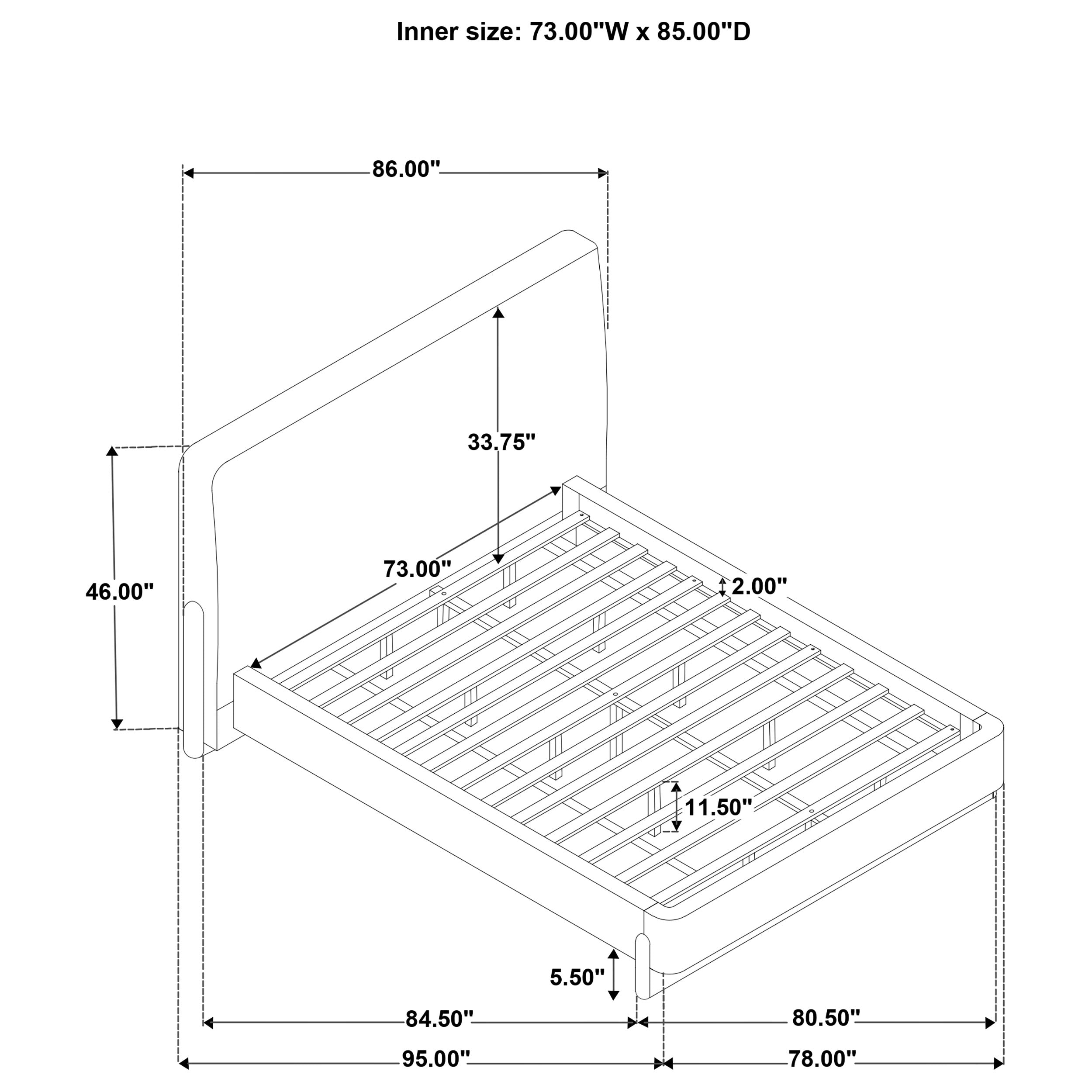 Baldacci Upholstered California King Platform Bed Curry and Walnut — view 11