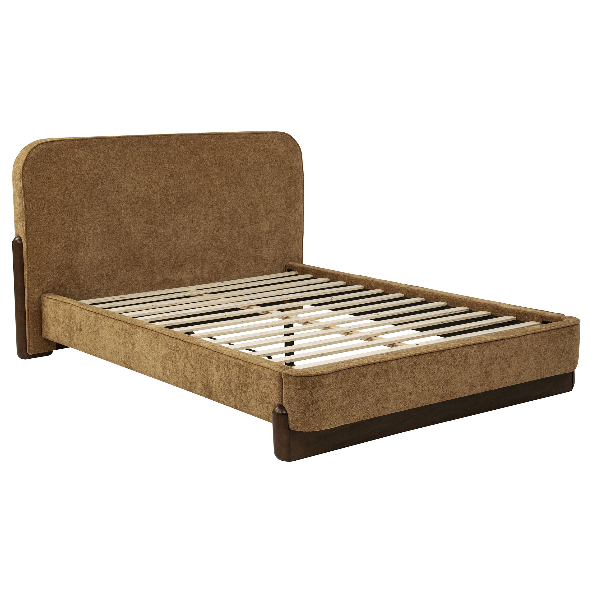 Baldacci Upholstered Queen Platform Bed Curry and Walnut — view 1