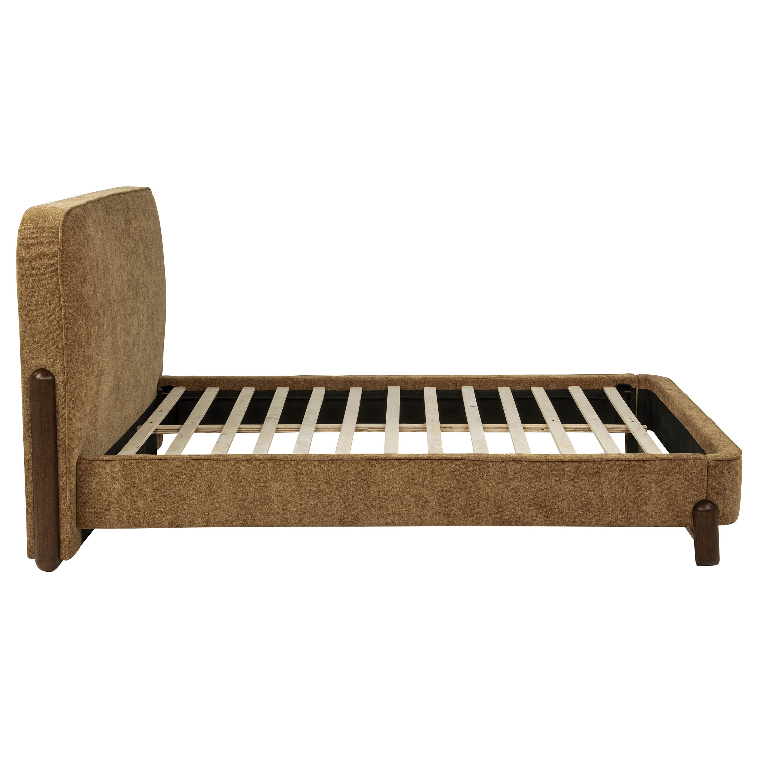 Baldacci Upholstered Queen Platform Bed Curry and Walnut — view 6