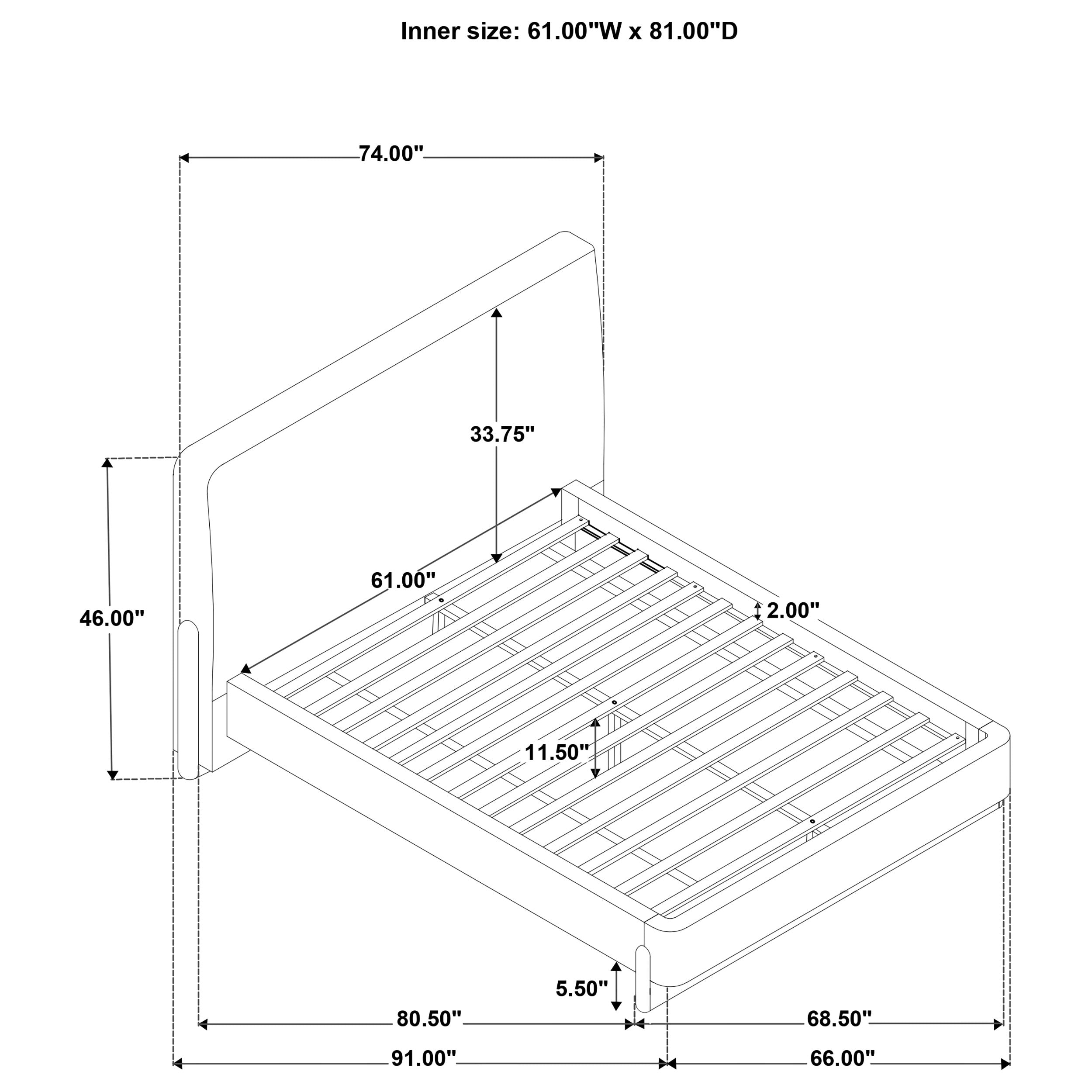 Baldacci Upholstered Queen Platform Bed Curry and Walnut — view 11