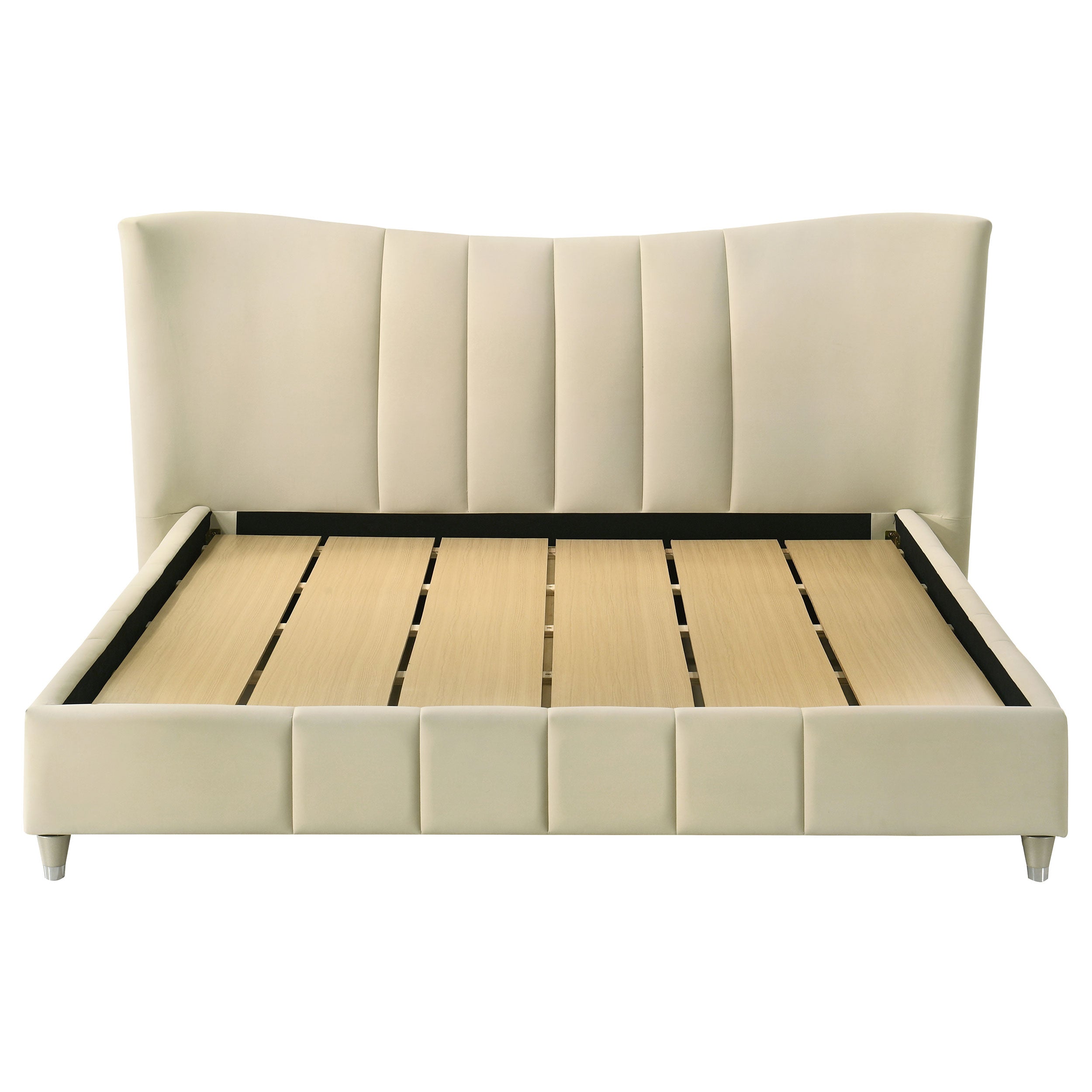 Evelyn Upholstered Eastern King Panel Platform Bed Ivory — view 4