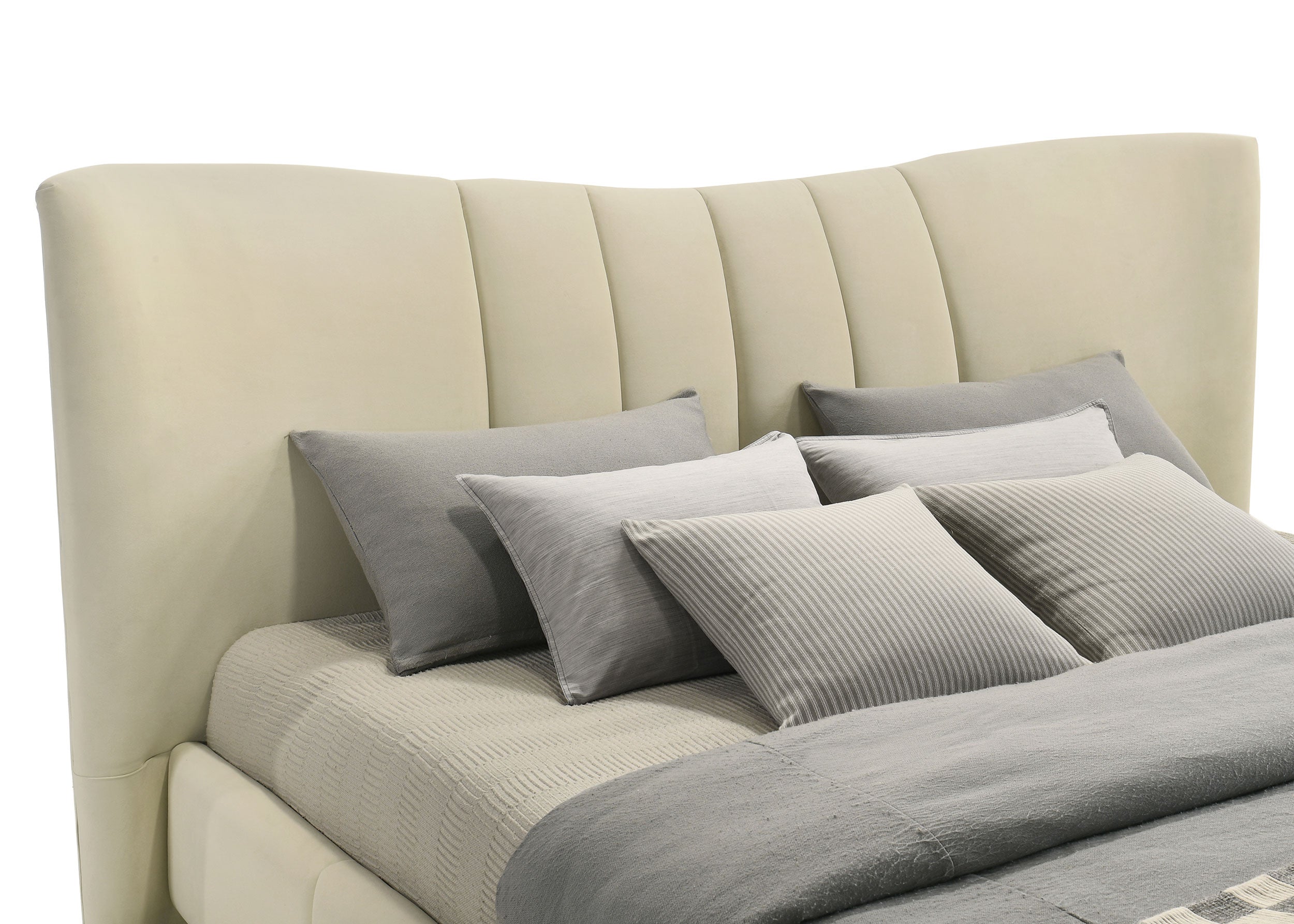 Evelyn Upholstered Eastern King Panel Platform Bed Ivory — view 9