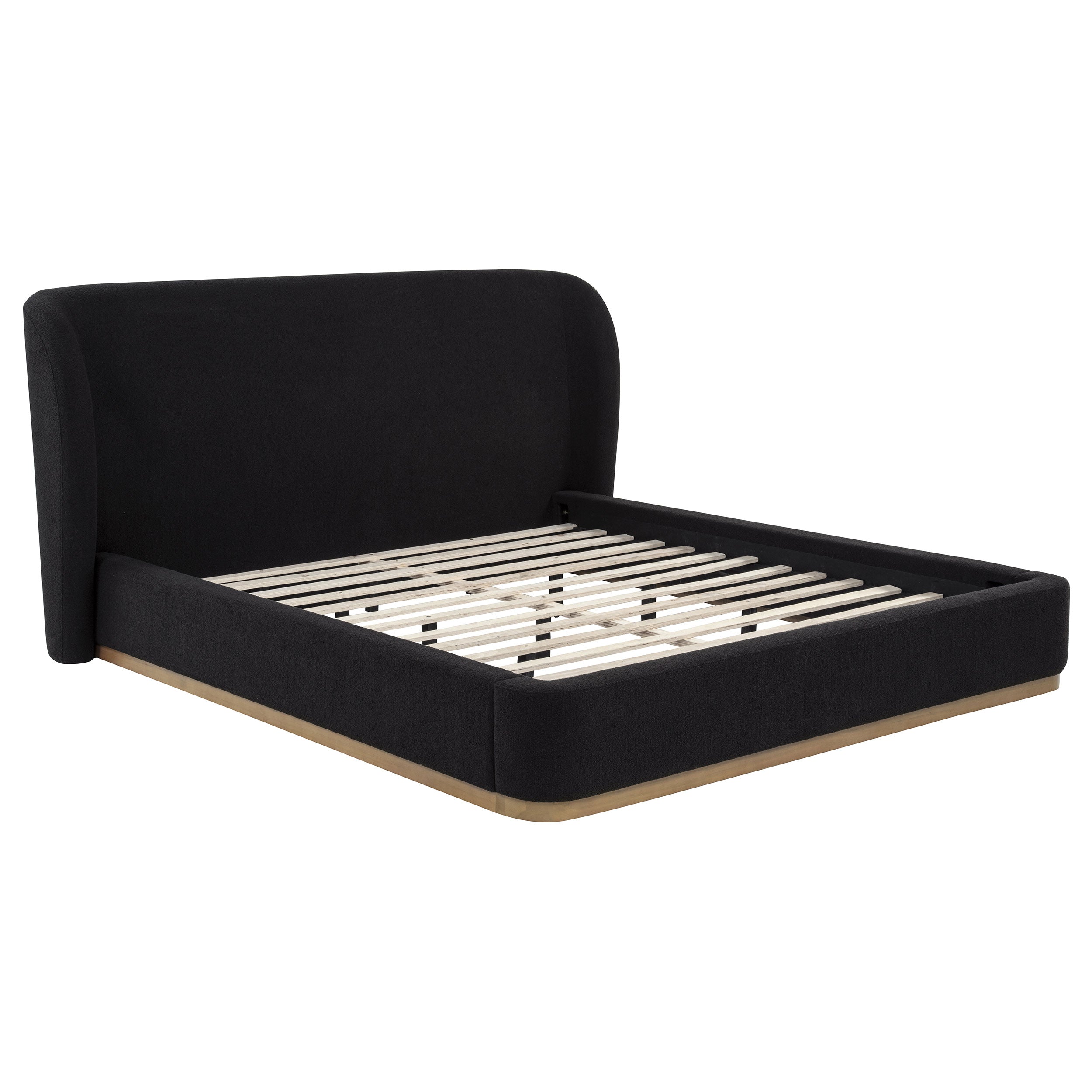 Blaire Upholstered California King Wingback Platform Bed Black — view 1