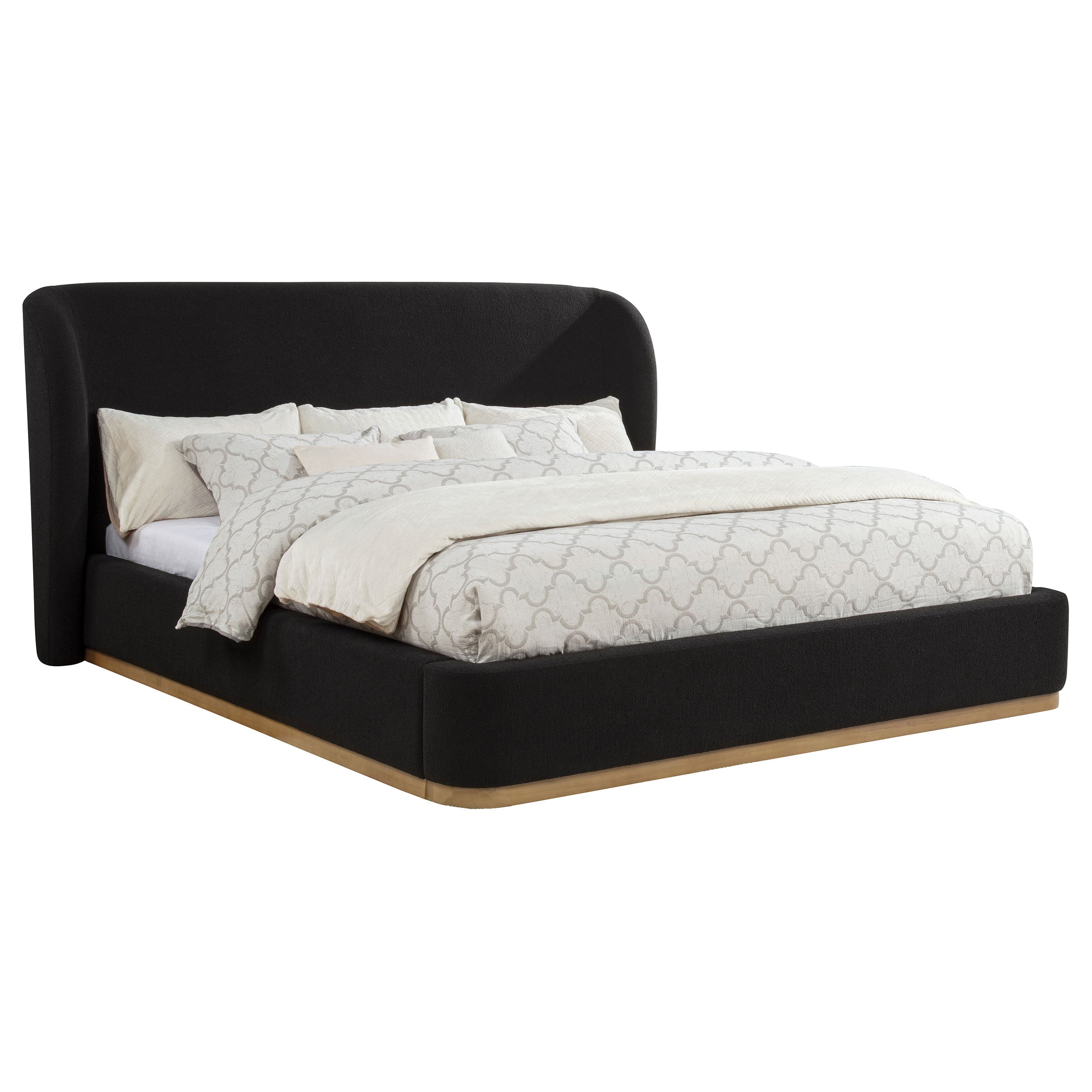Blaire Upholstered California King Wingback Platform Bed Black — view 3