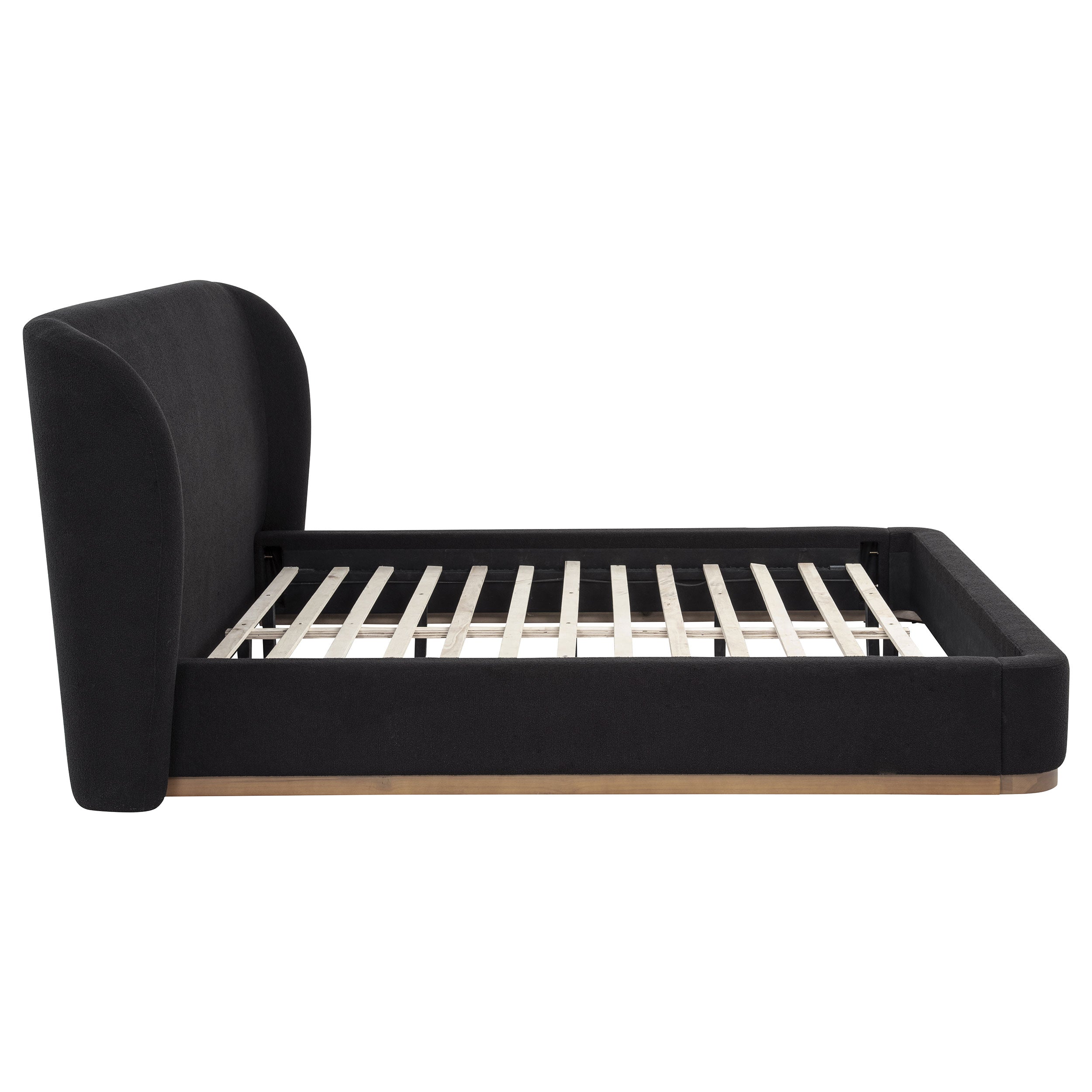 Blaire Upholstered California King Wingback Platform Bed Black — view 6